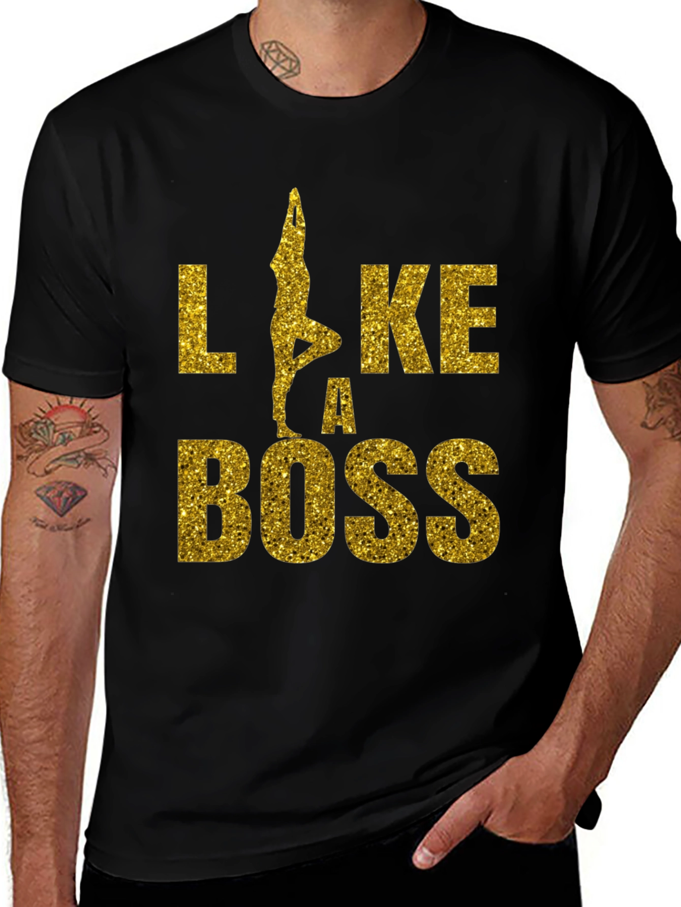Yoga Like a Boss Tee - Black Graphic T-Shirt