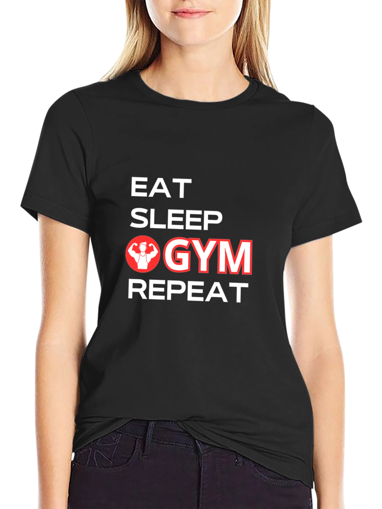 Eat Sleep Gym Repeat Graphic T-Shirt