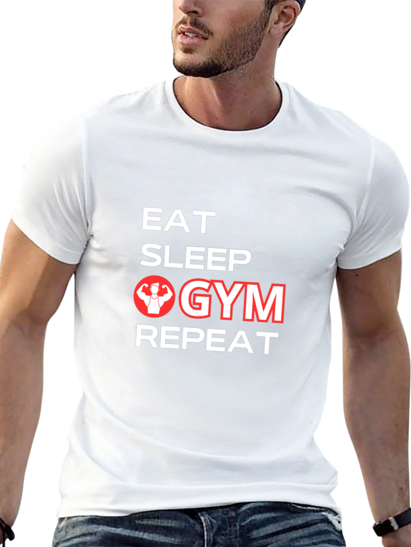 Eat Sleep Gym Repeat Graphic T-Shirt