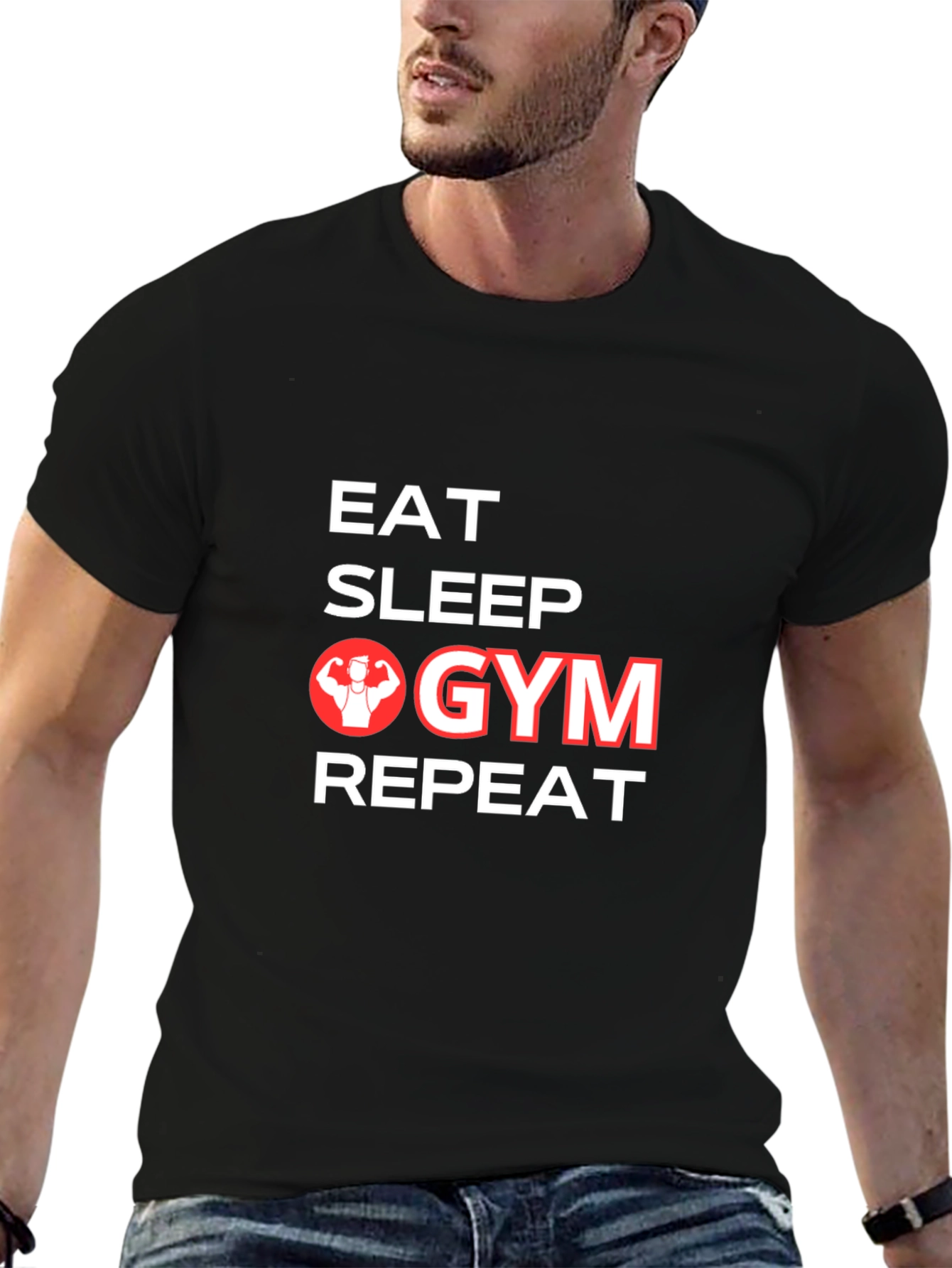 Eat Sleep Gym Repeat Graphic T-Shirt