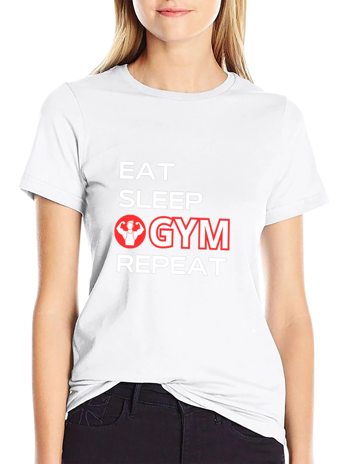 Eat Sleep Gym Repeat Graphic T-Shirt