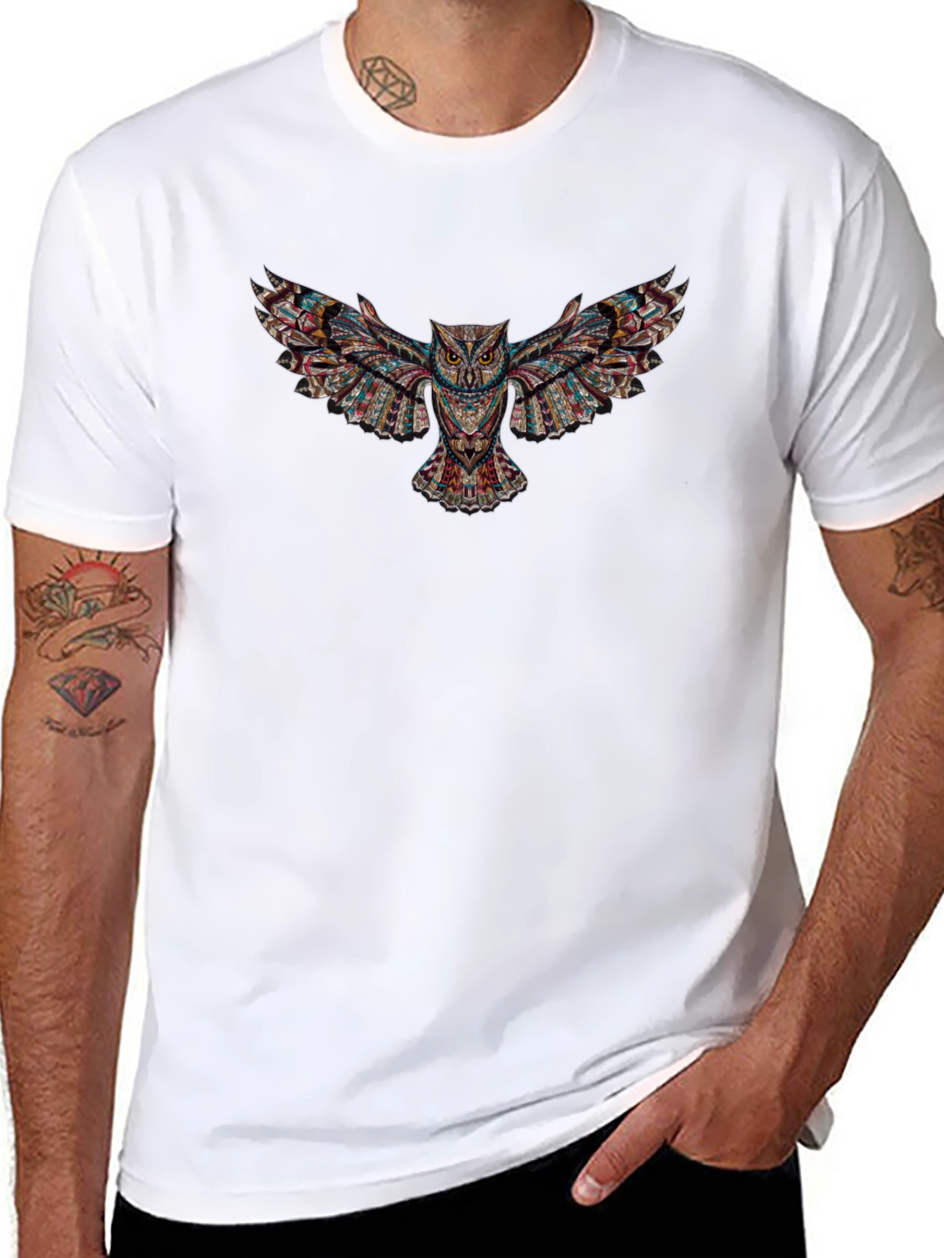 Black Owl Print Graphic Tee