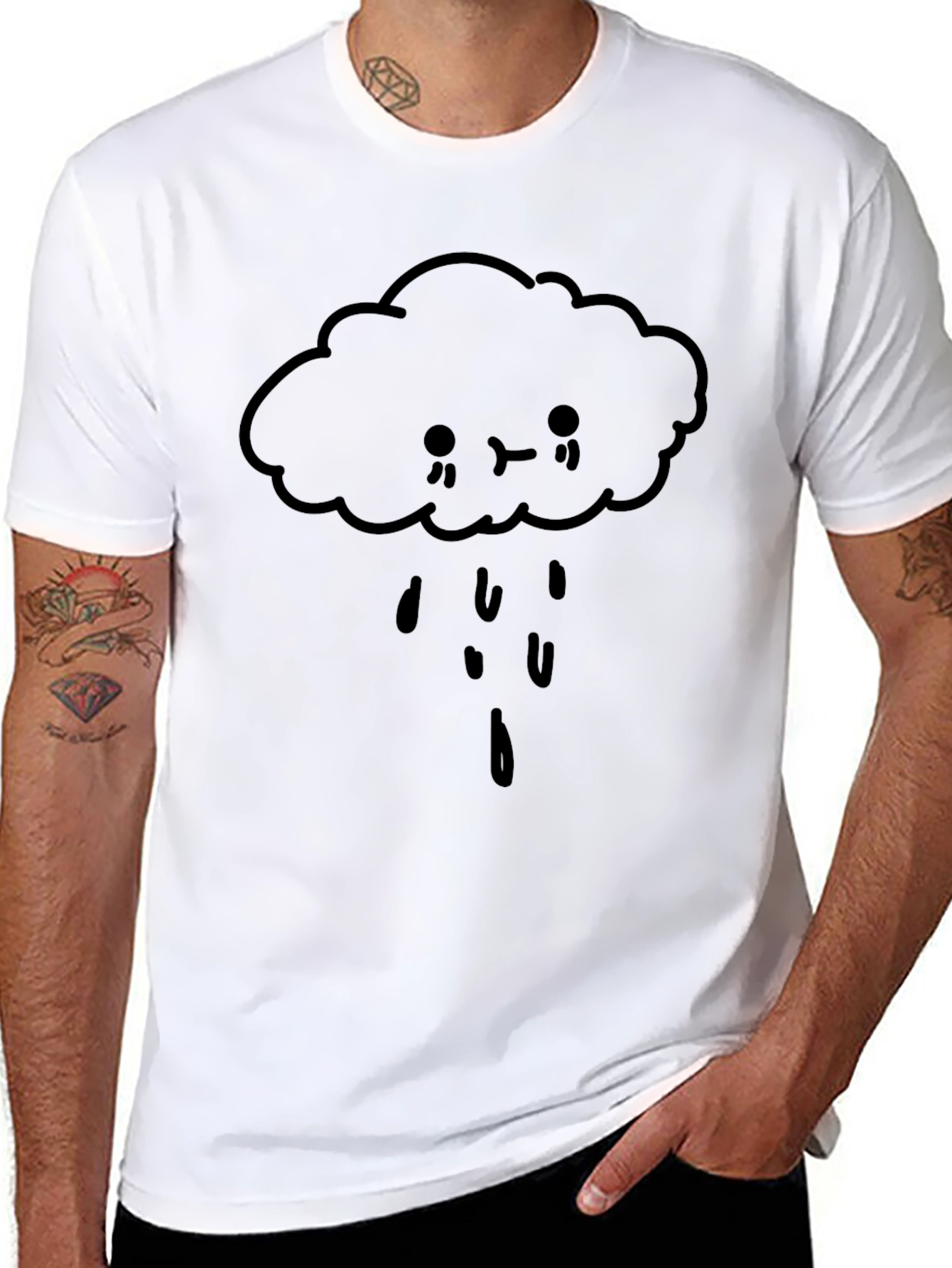 Sad Cloud Graphic T-Shirt - Black