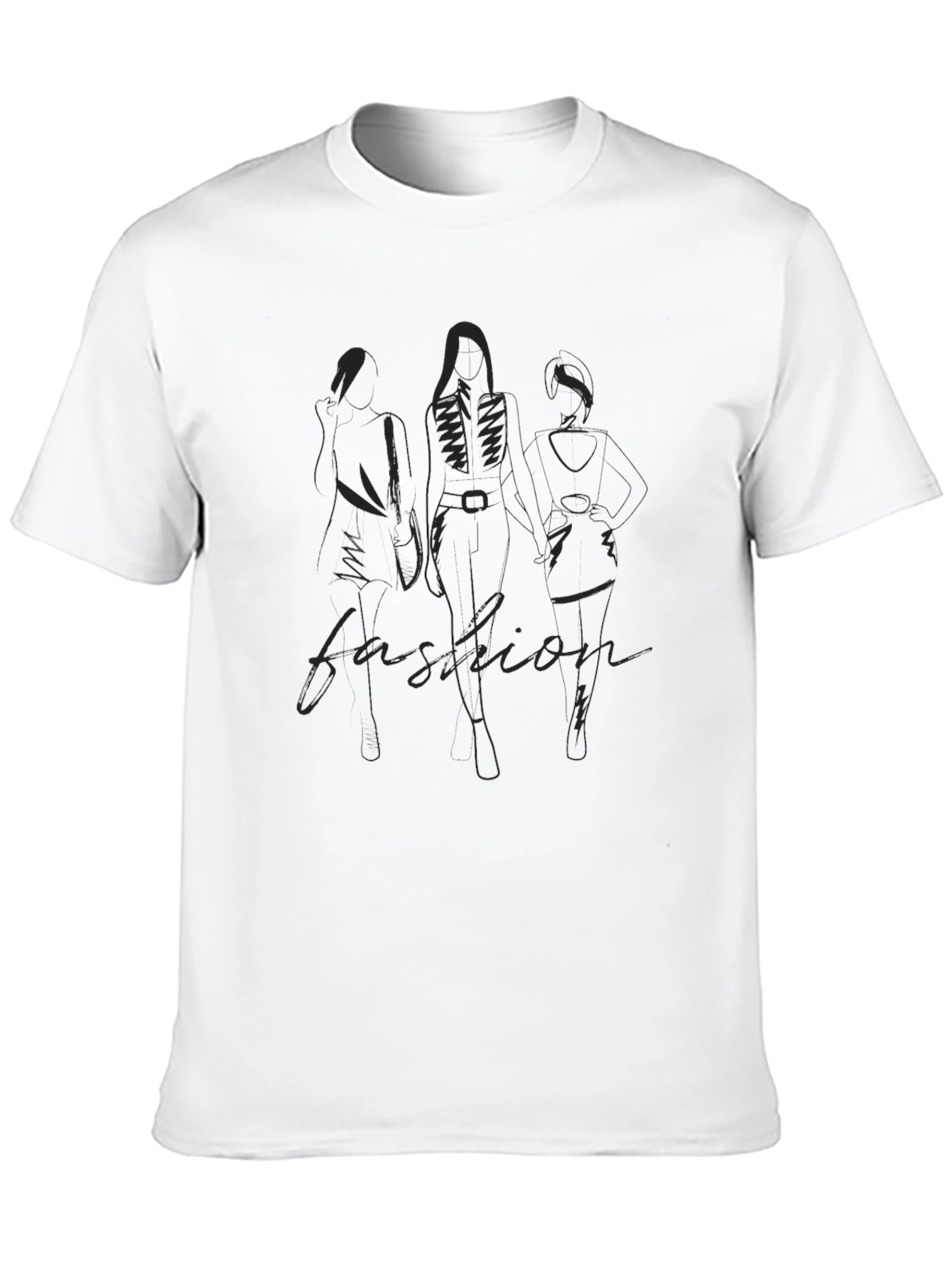 Mens Black Fashion Sketch Graphic Tee