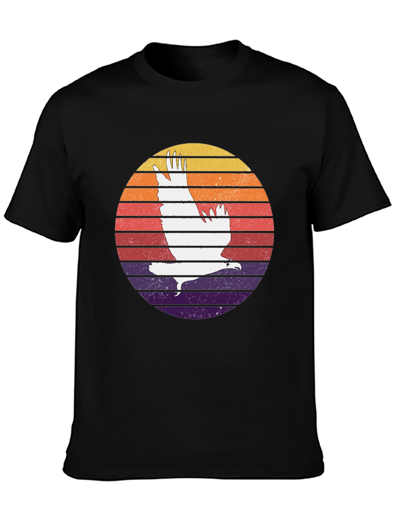 Retro Sunset Eagle Graphic Tee - Black