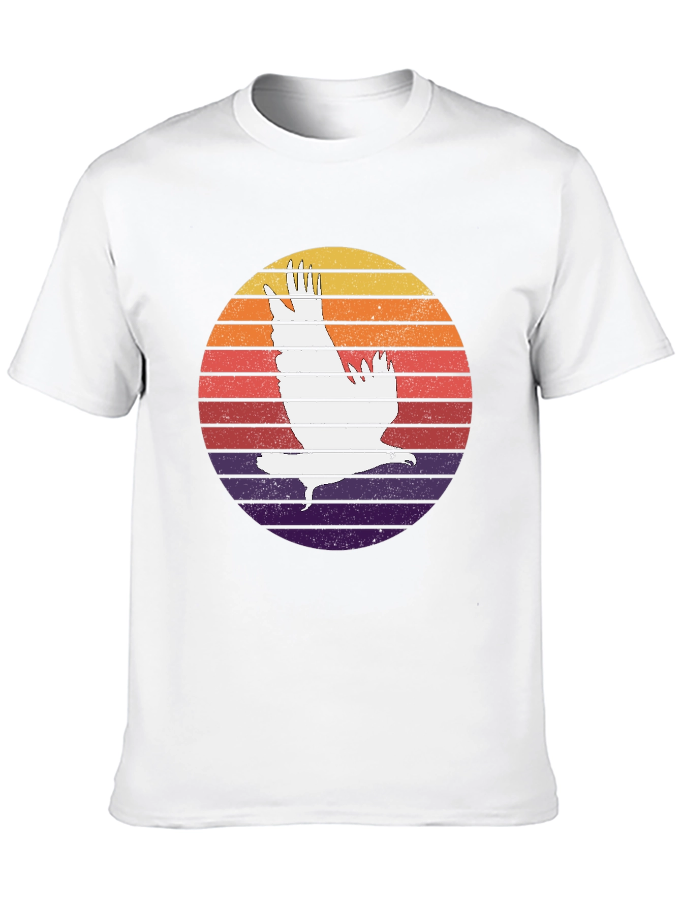 Retro Sunset Eagle Graphic Tee - Black