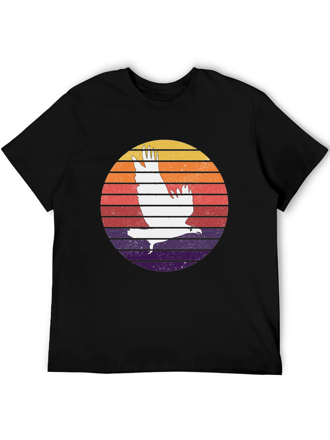 Retro Sunset Eagle Graphic Tee - Black