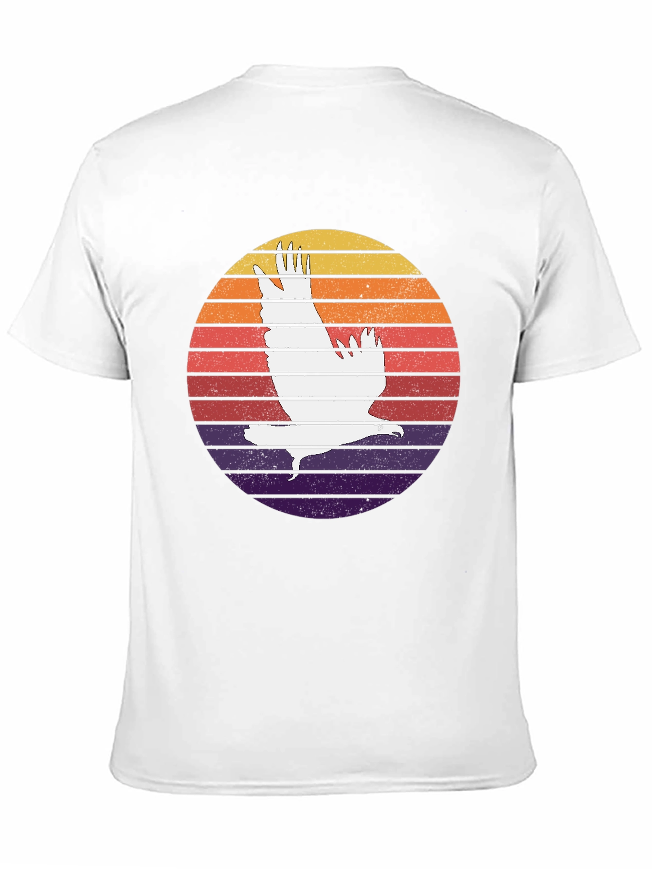 Retro Sunset Eagle Graphic Tee - Black