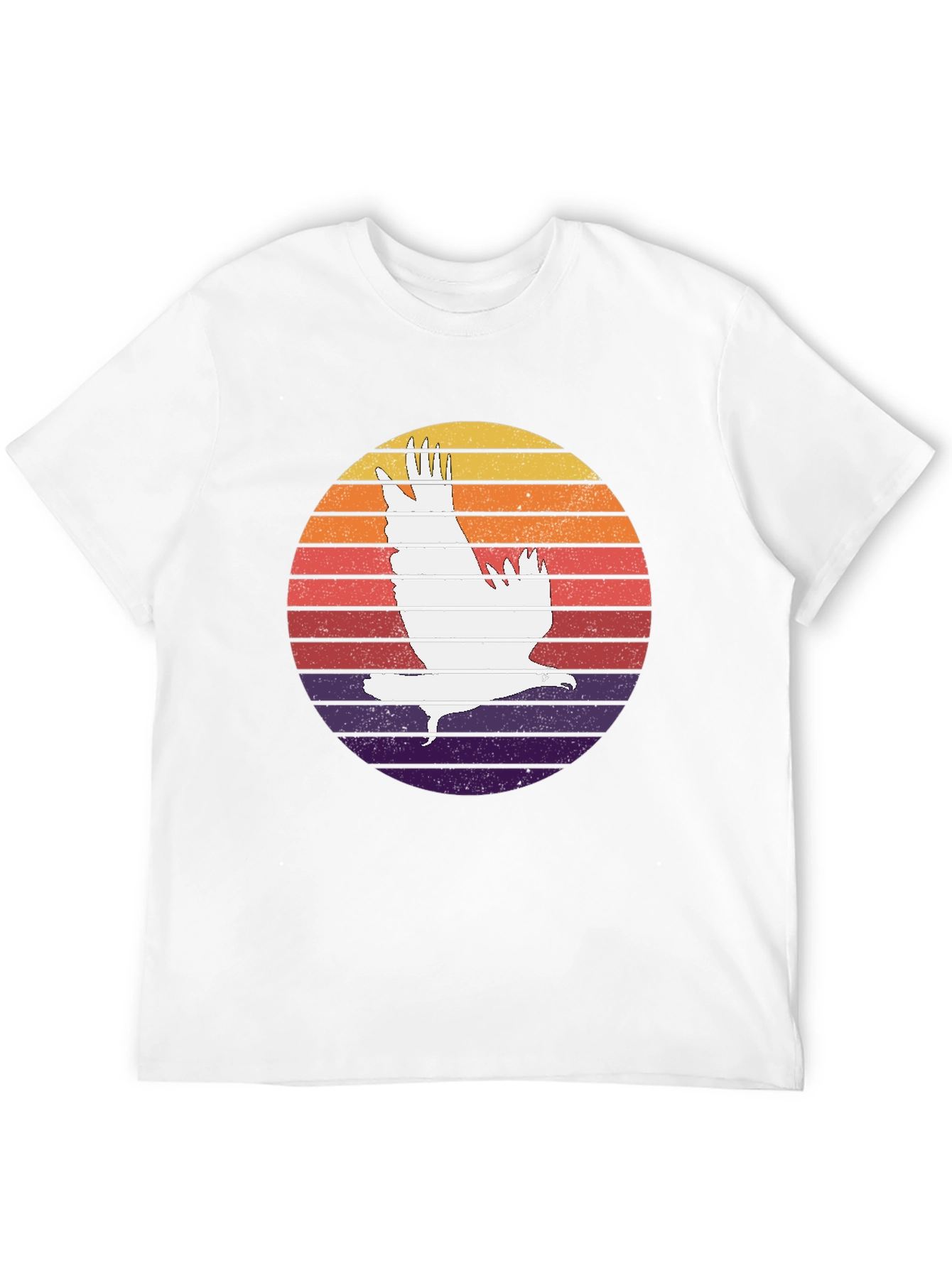 Retro Sunset Eagle Graphic Tee - Black