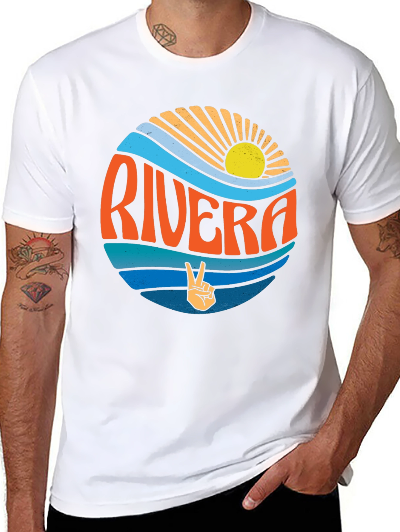 Rivera Retro Sunset Peace Sign T-Shirt