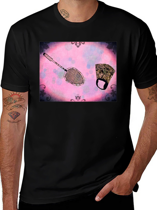 Retro Badminton & Gear Graphic T-Shirt