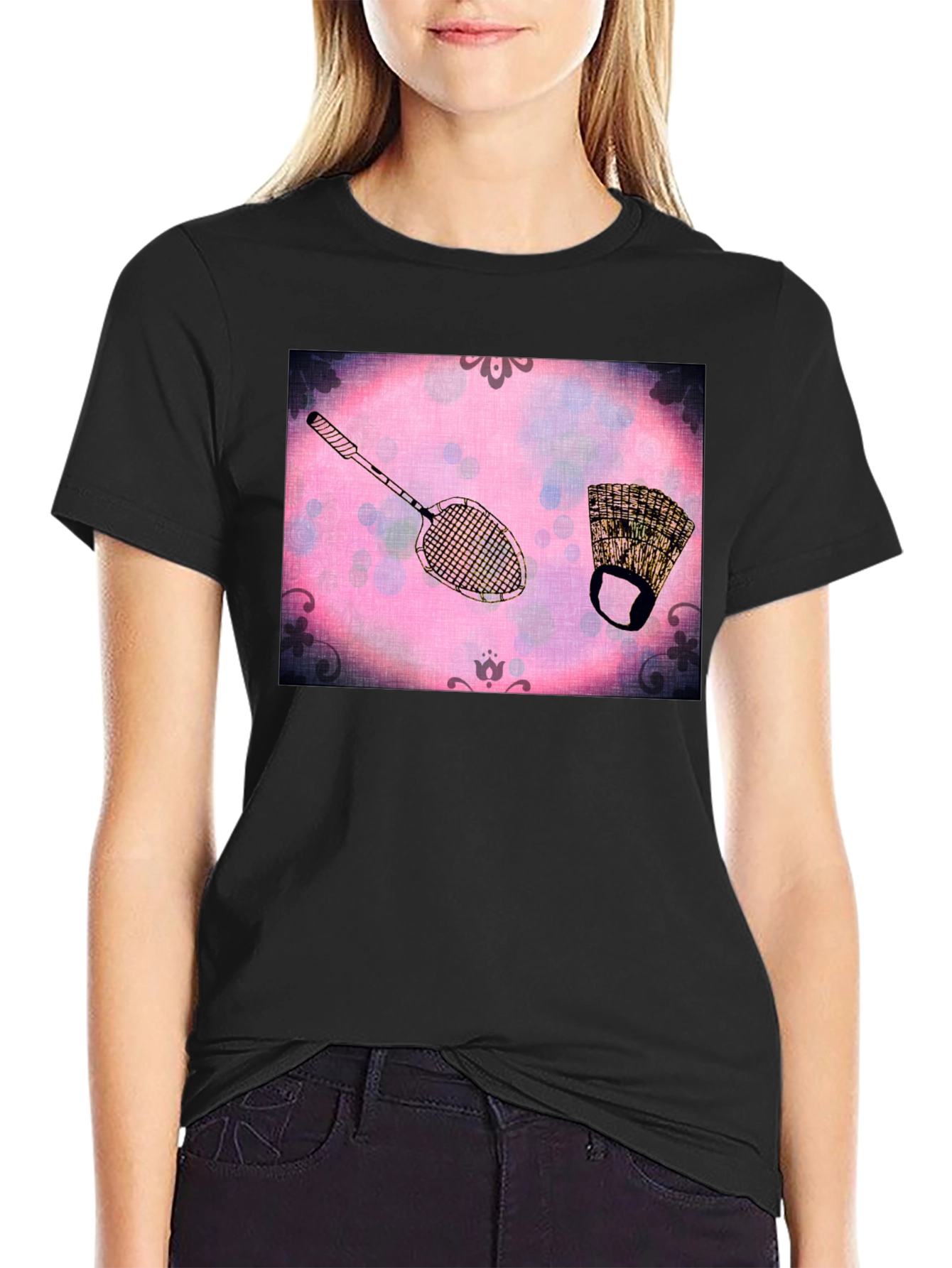 Retro Badminton & Gear Graphic T-Shirt