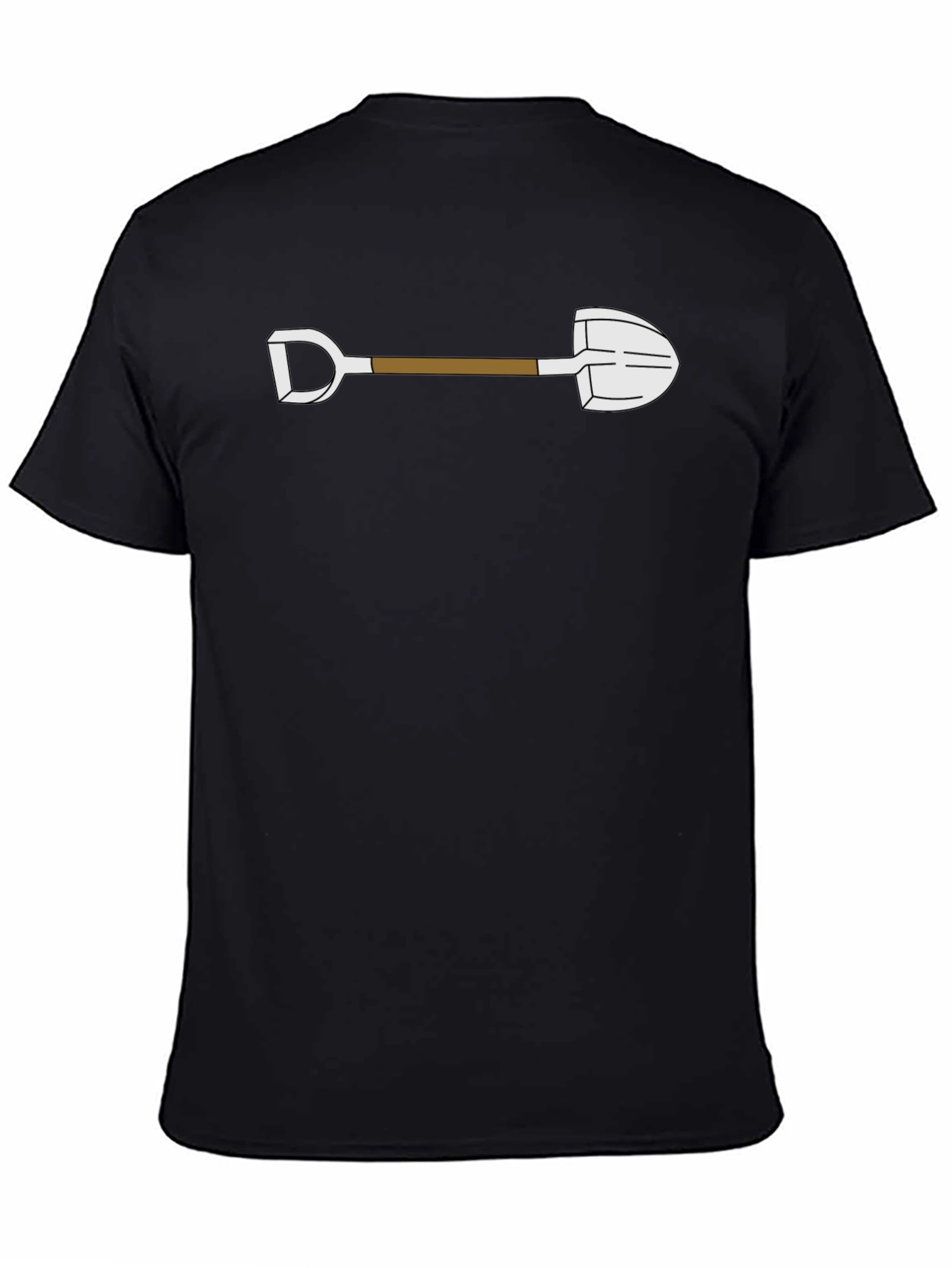 Cartoon Shovel Graphic Tee - Black Cotton Shirt