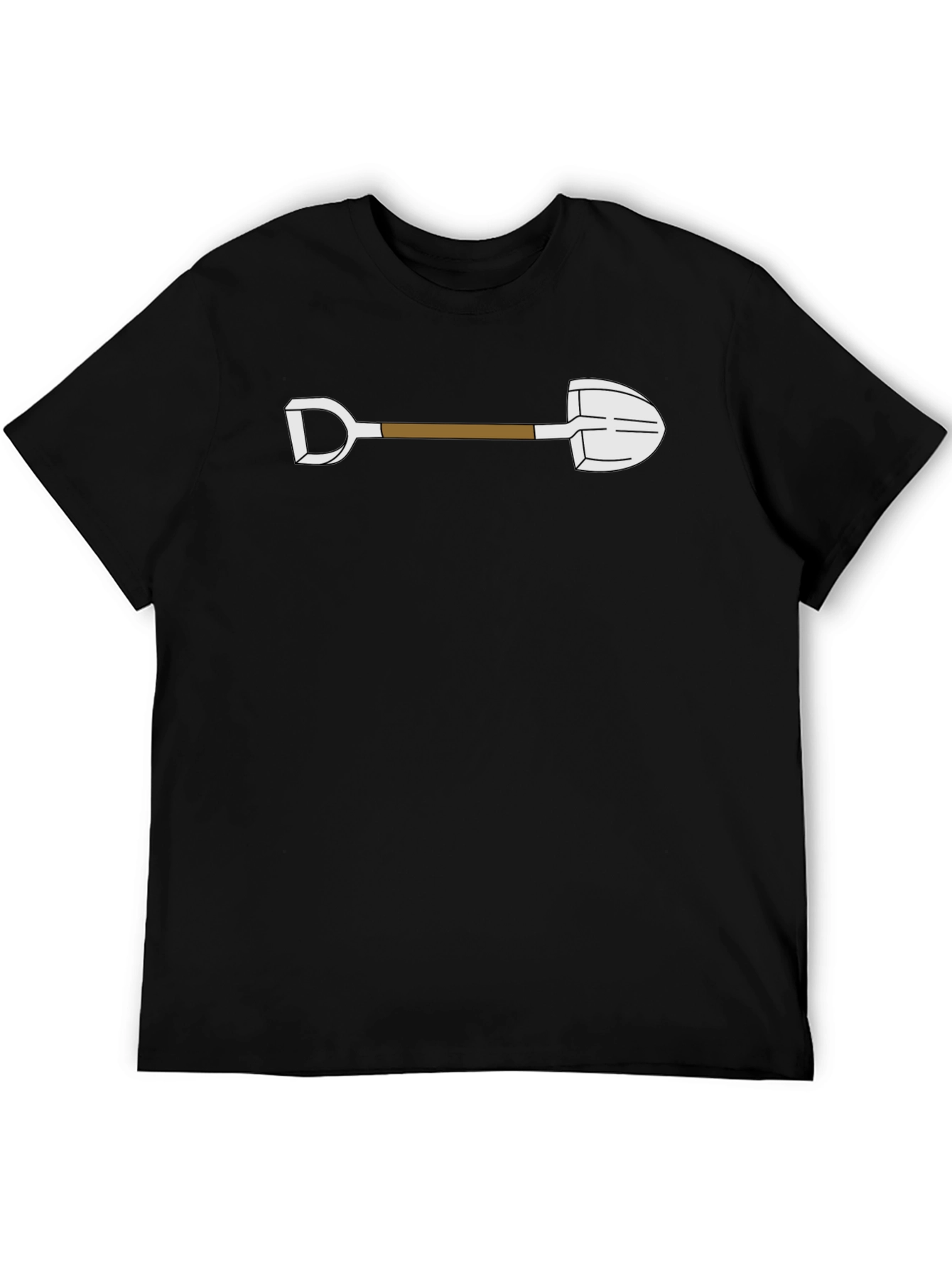 Cartoon Shovel Graphic Tee - Black Cotton Shirt
