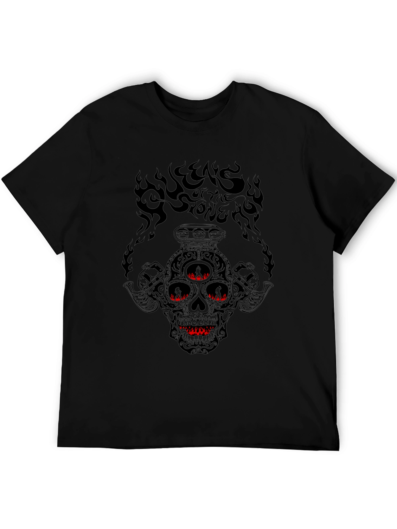 Skull & Pistons Graphic T-Shirt - Black