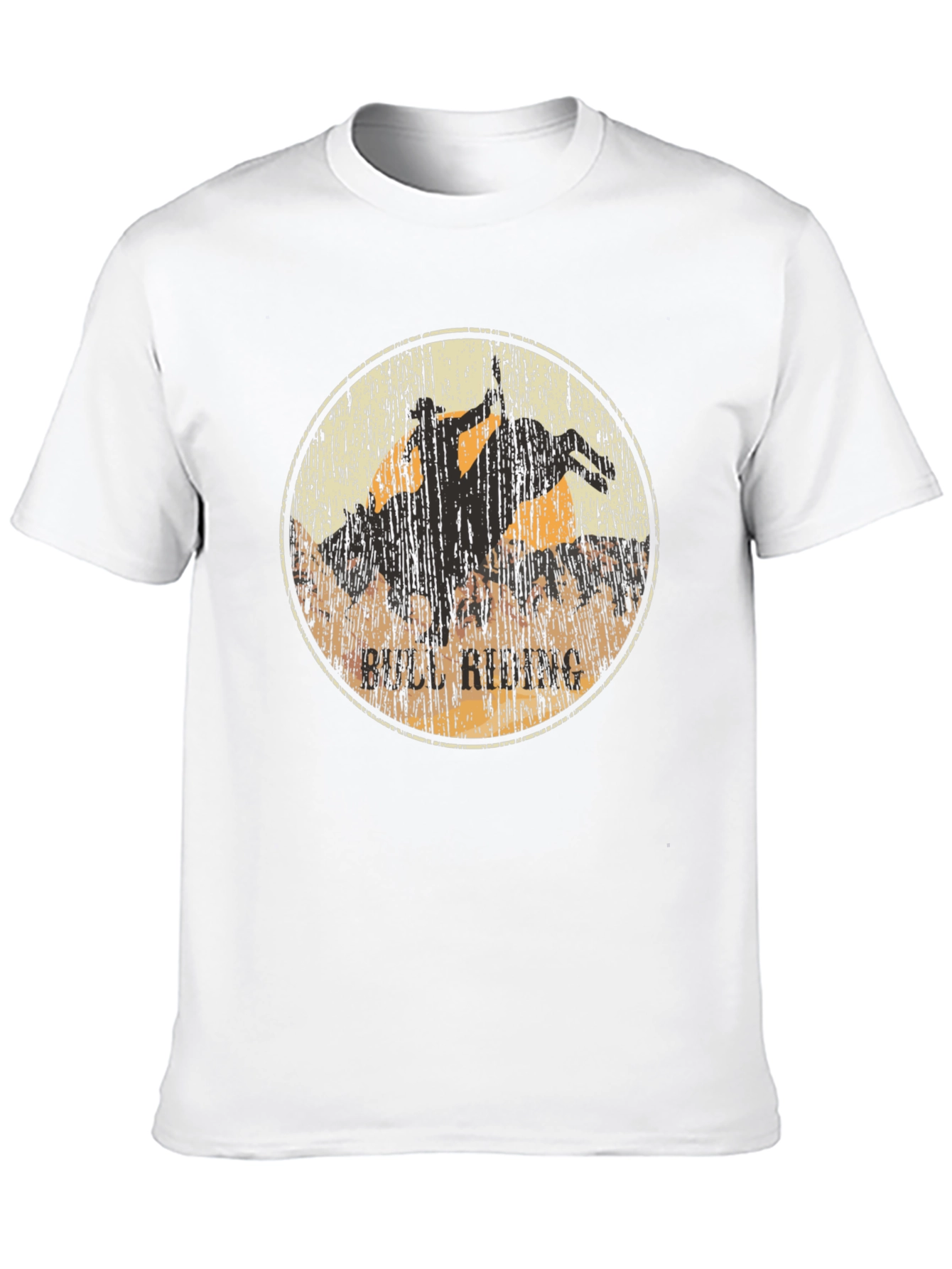 Bull Riding Graphic Print Black T-Shirt