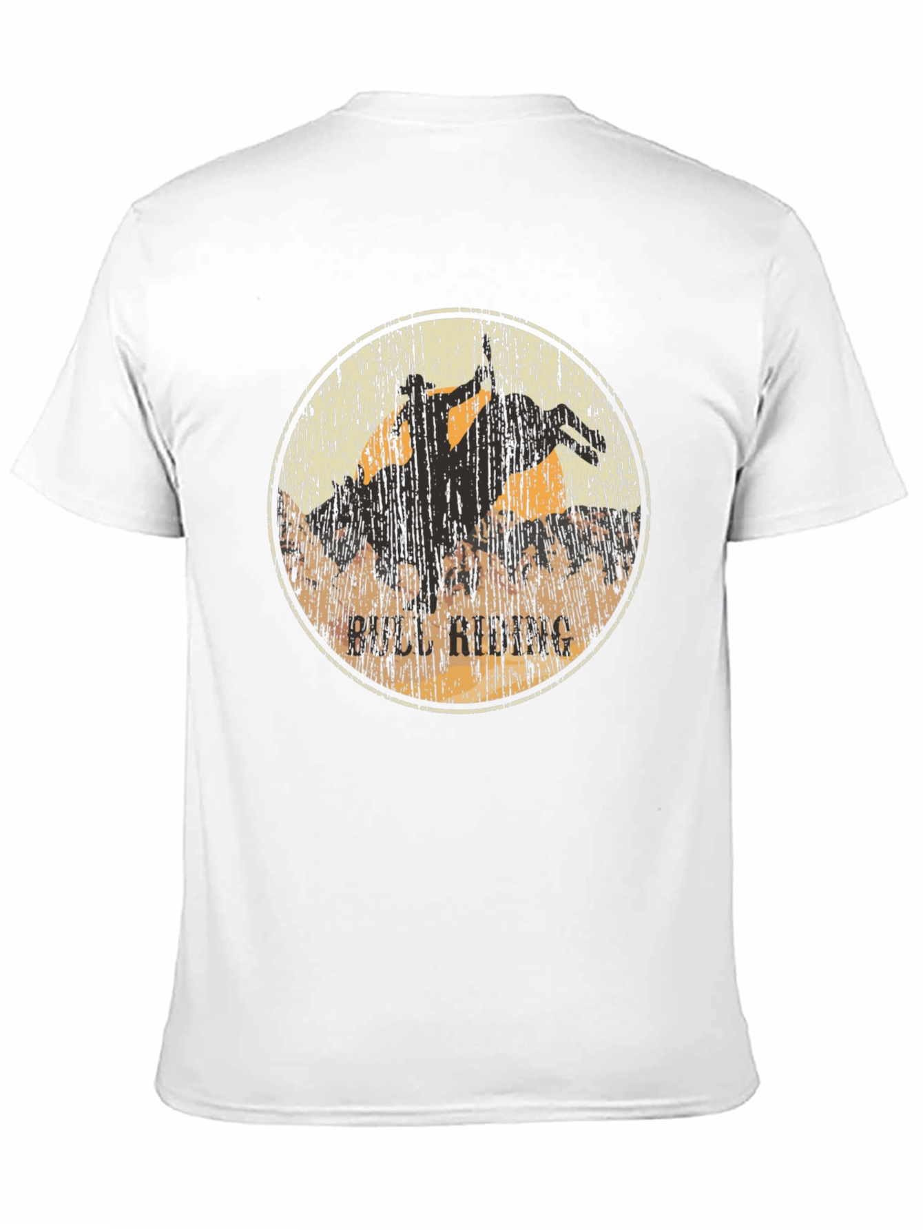 Bull Riding Graphic Print Black T-Shirt