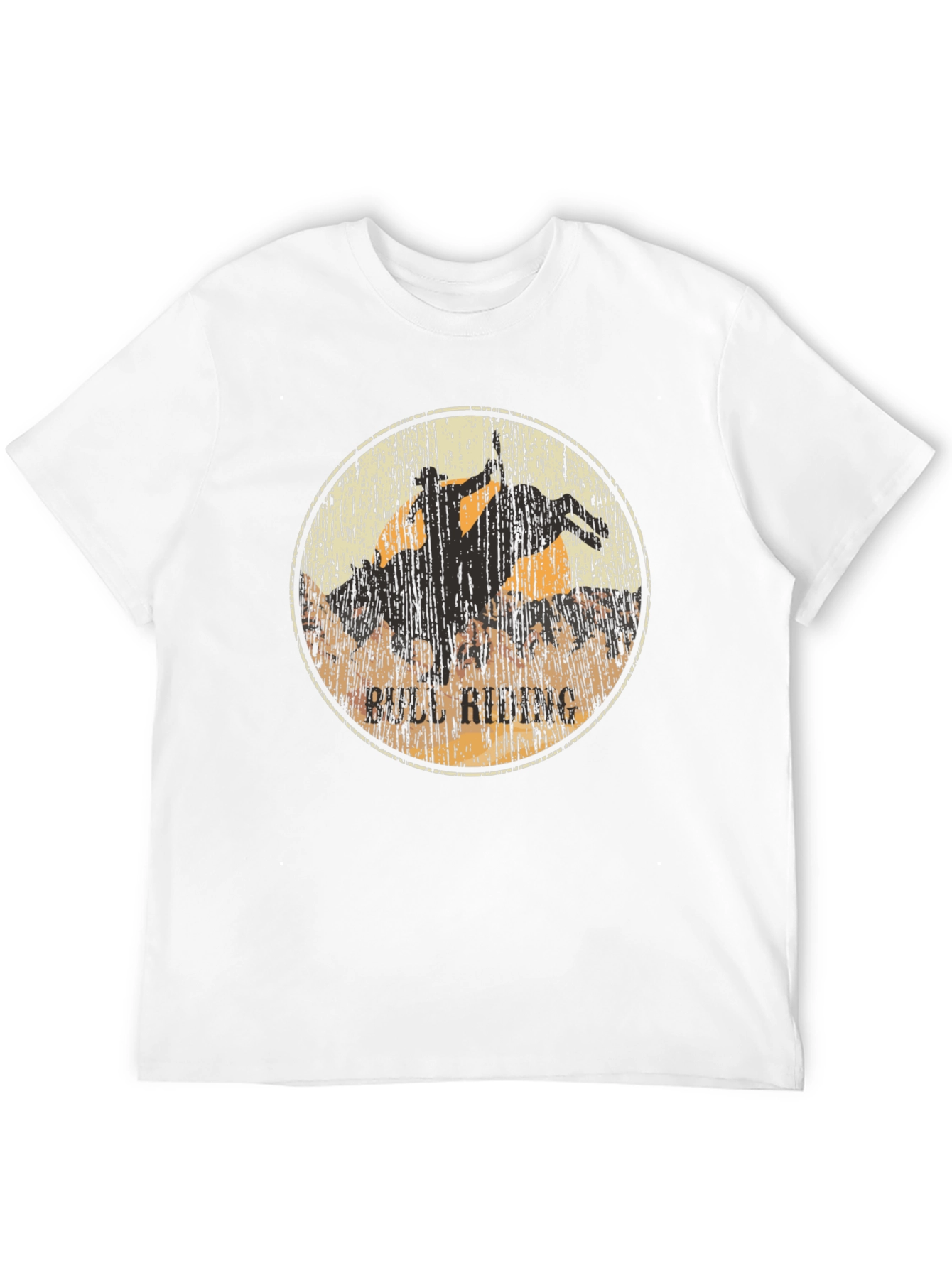 Bull Riding Graphic Print Black T-Shirt