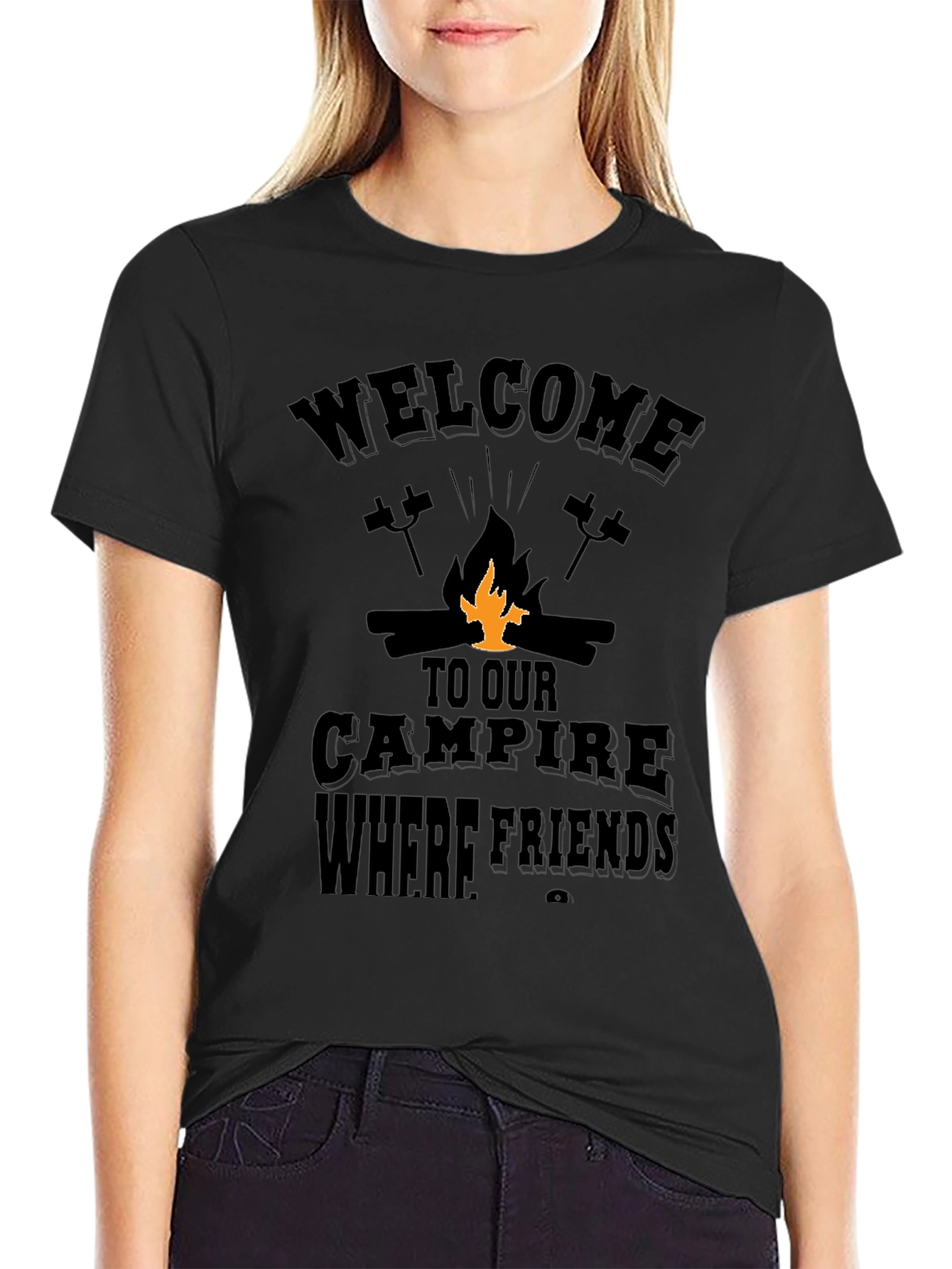 Campfire Friends Black T-Shirt