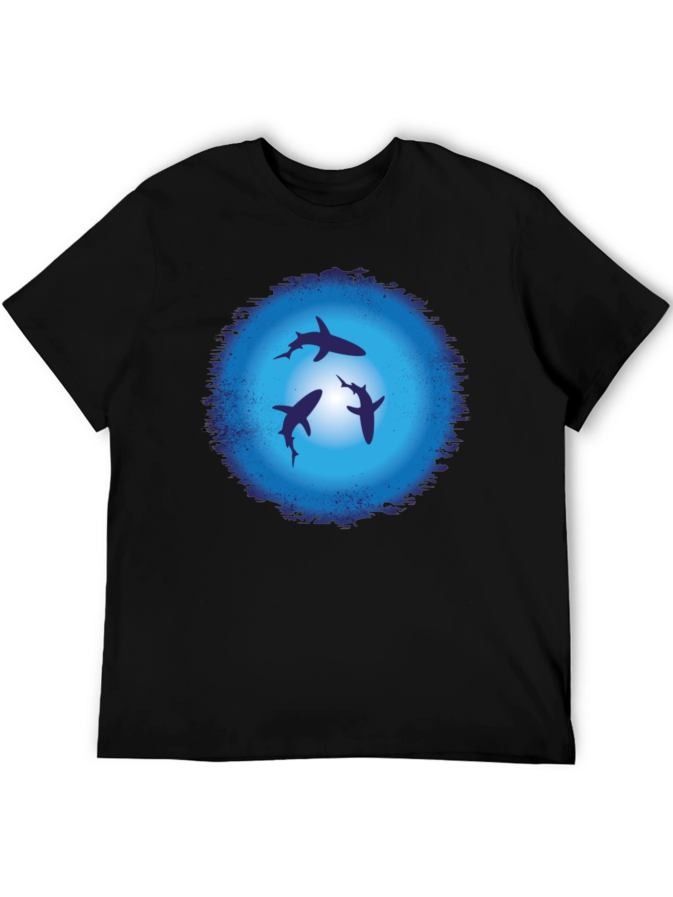 Shark Graphic T-Shirt - Black Crew Neck