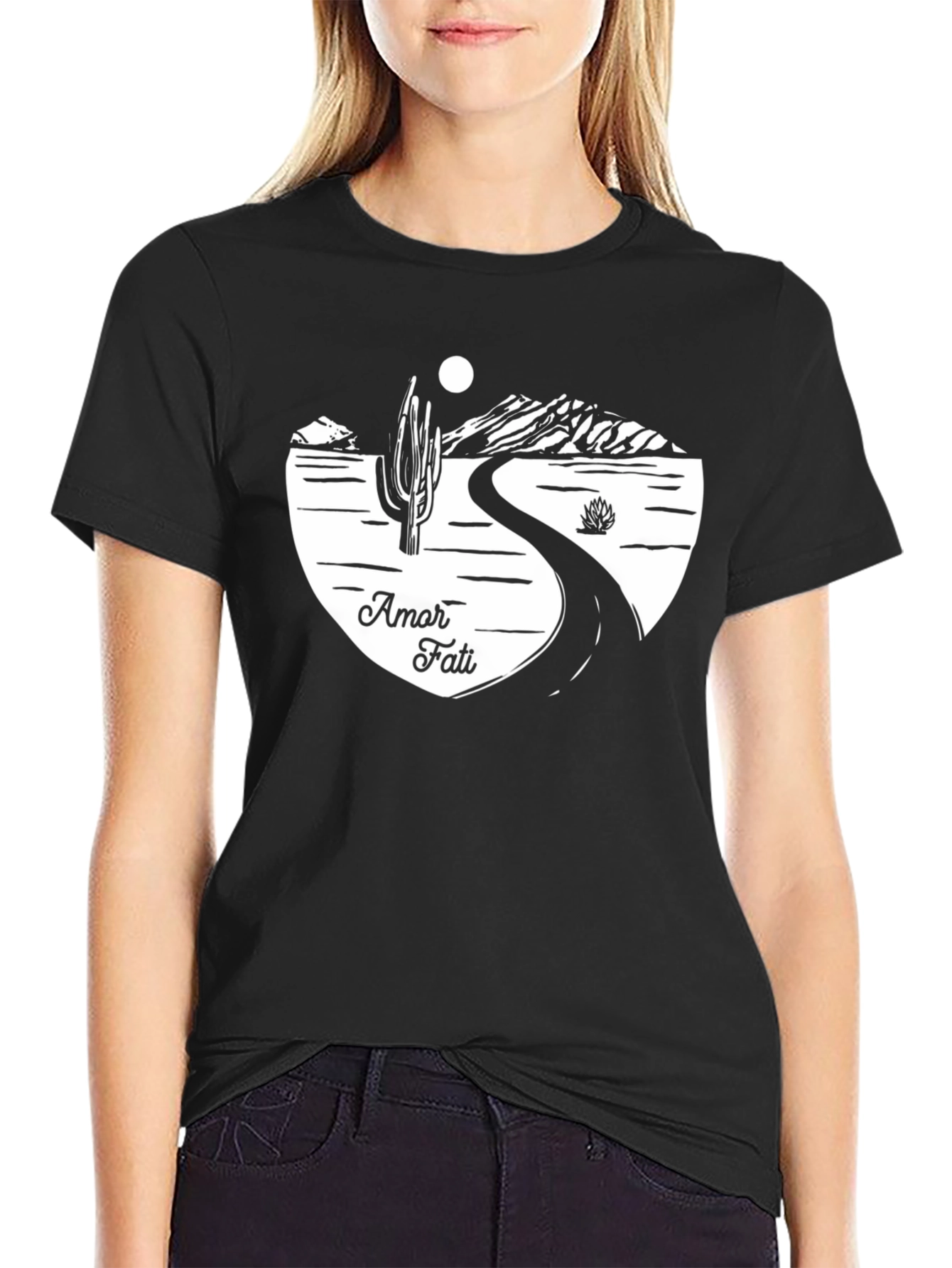 Amor Fati Desert Road Black T-Shirt