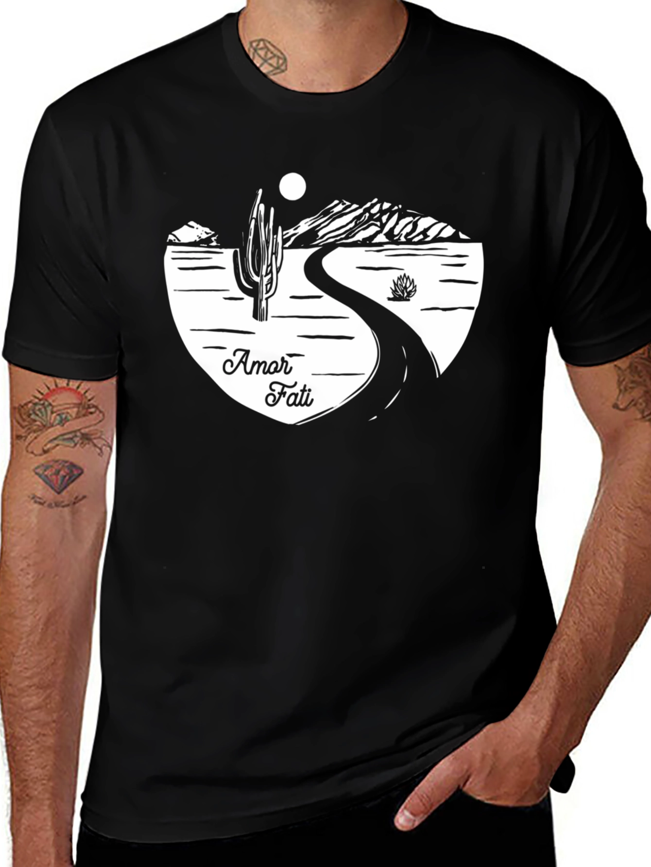 Amor Fati Desert Road Black T-Shirt