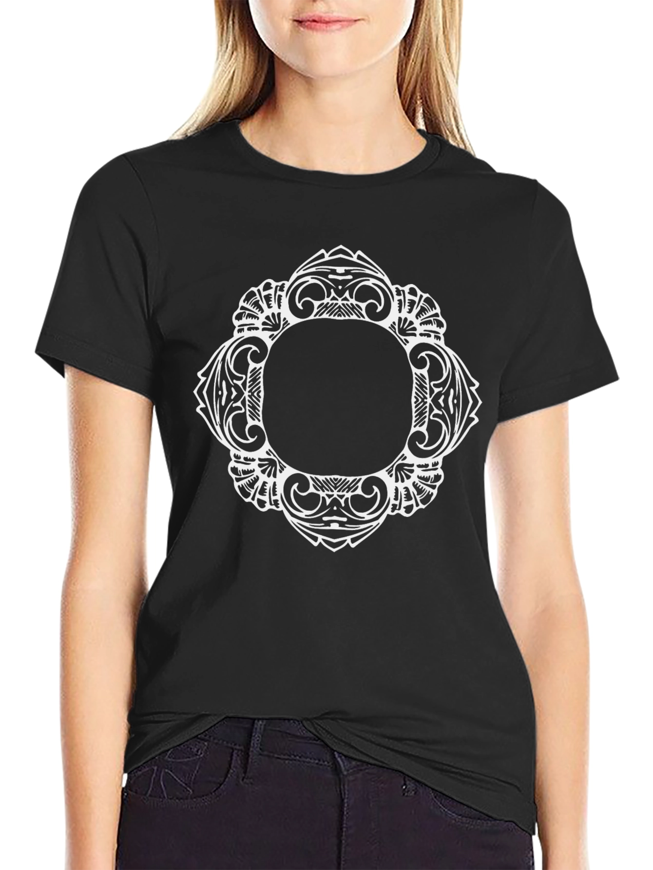 Ornate Frame Graphic Tee - Black