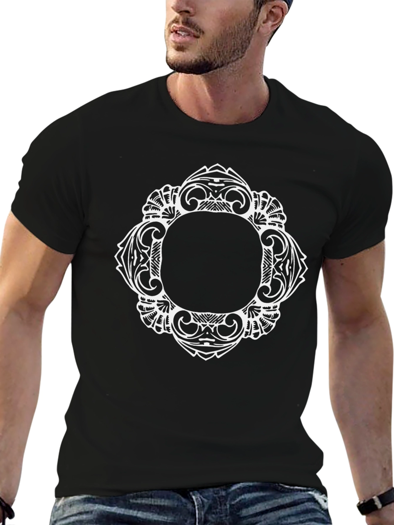 Ornate Frame Graphic Tee - Black