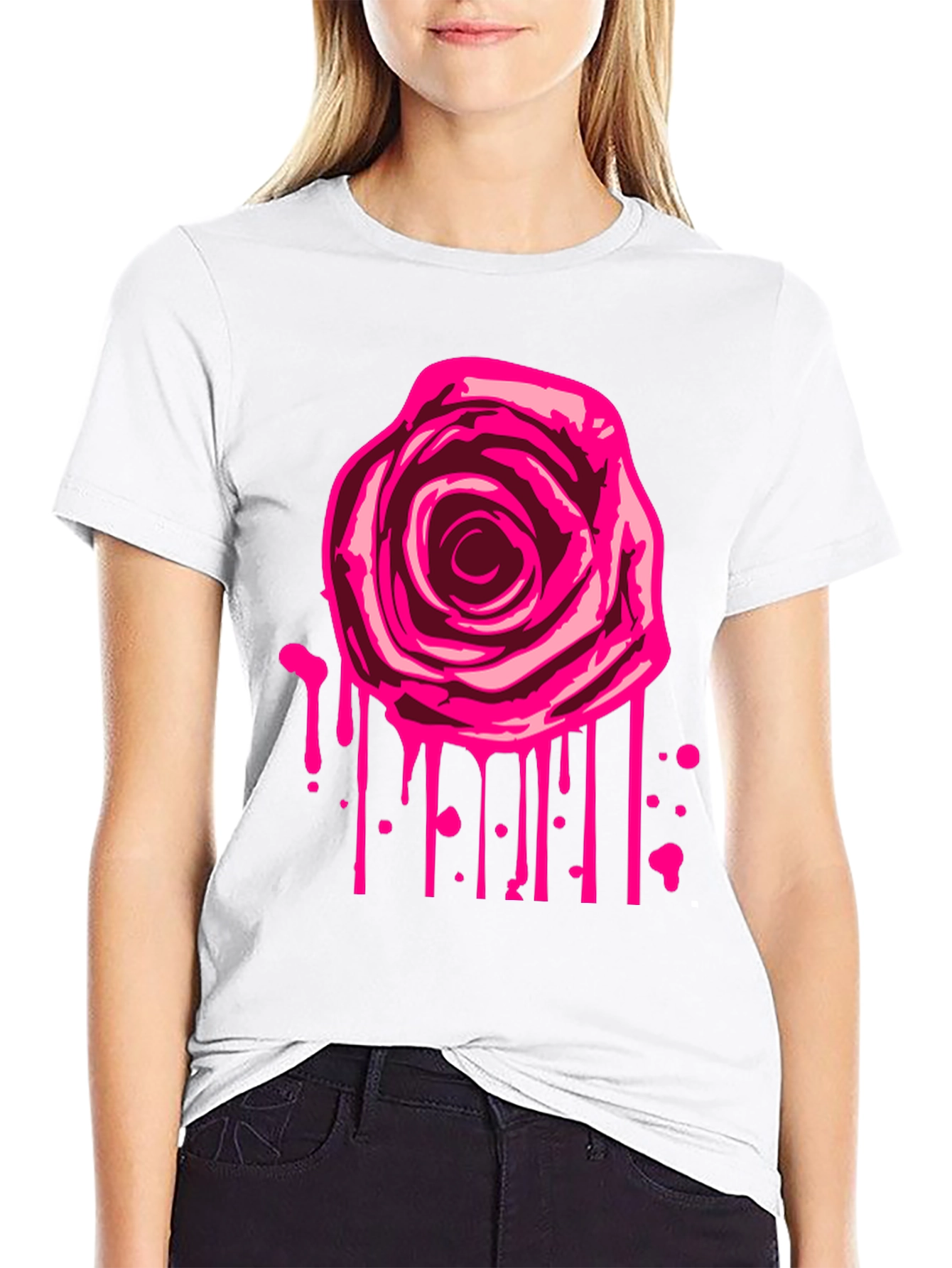 Rose Drip Graphic Tee - Mens Black T-Shirt