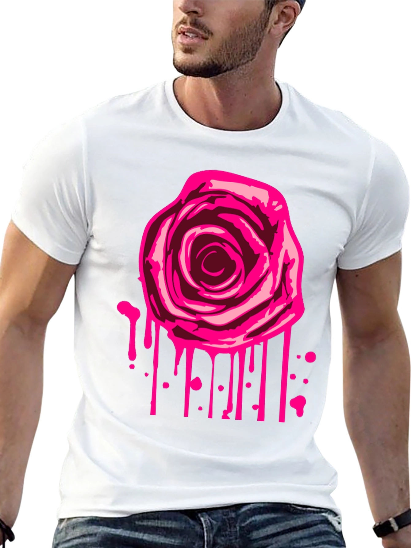 Rose Drip Graphic Tee - Mens Black T-Shirt