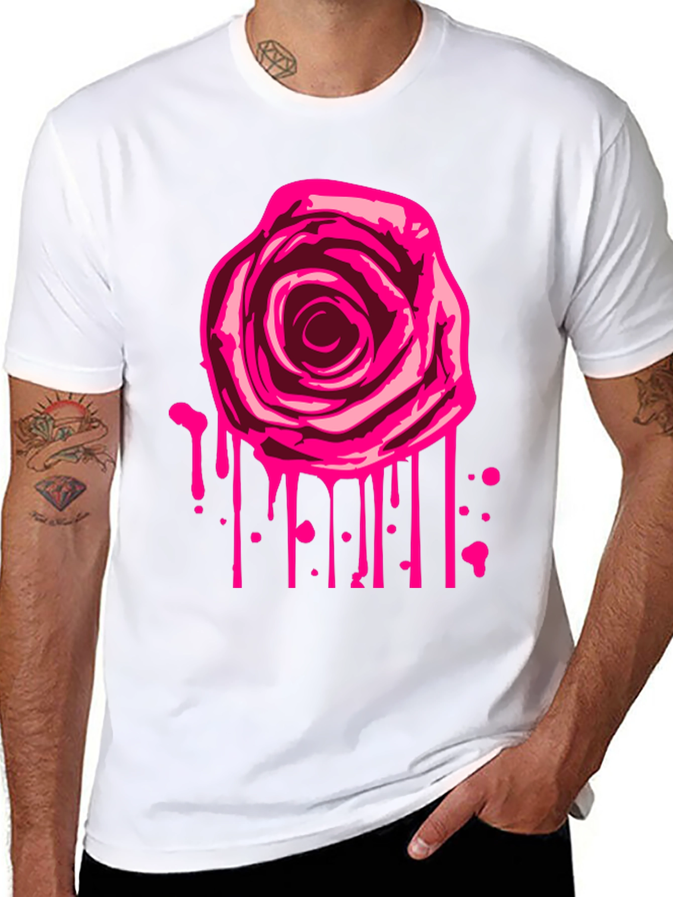Rose Drip Graphic Tee - Mens Black T-Shirt