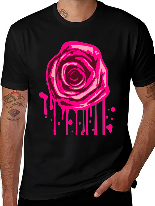 Rose Drip Graphic Tee - Mens Black T-Shirt