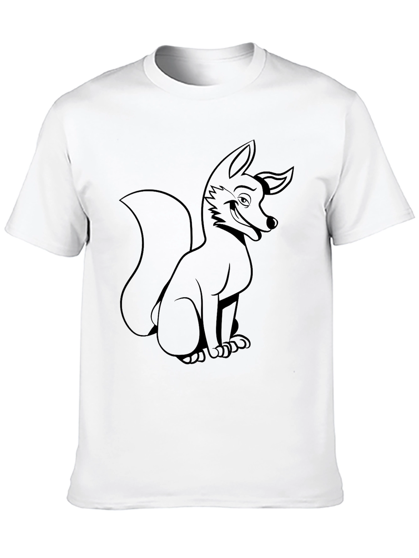 Cartoon Fox Graphic Tee - Black Cotton Comfort