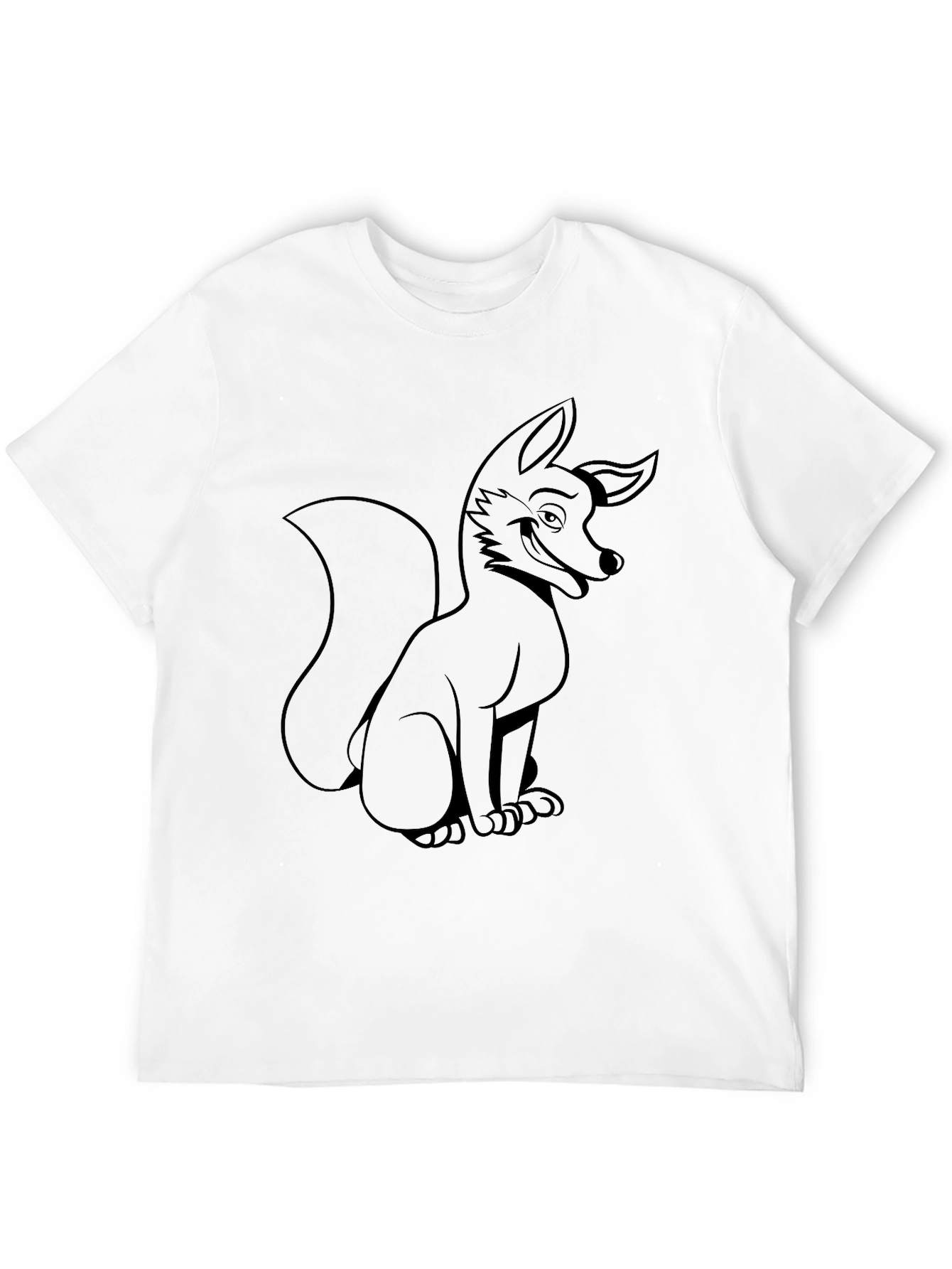 Cartoon Fox Graphic Tee - Black Cotton Comfort