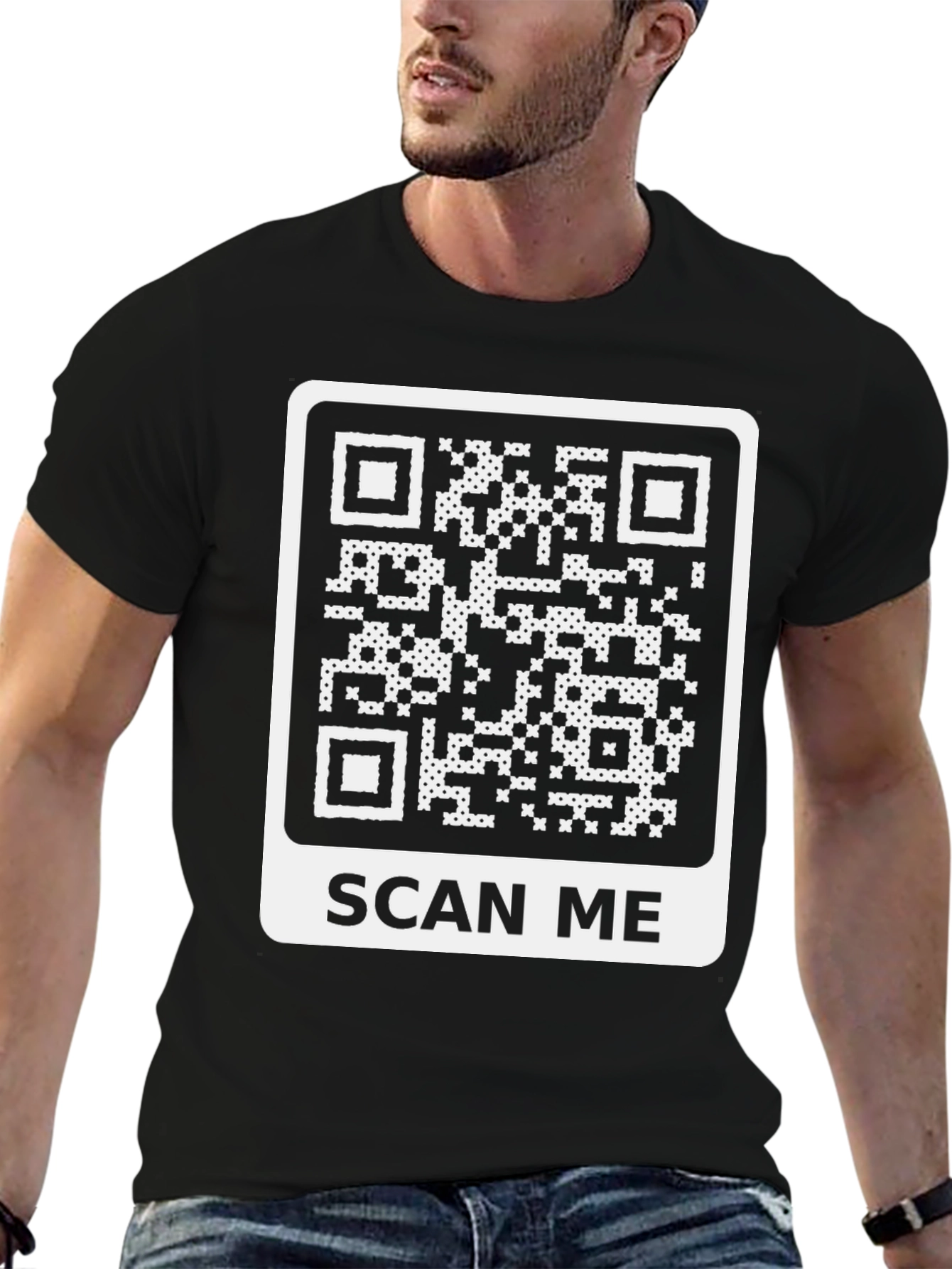Scan Me QR Code Novelty Black T-Shirt
