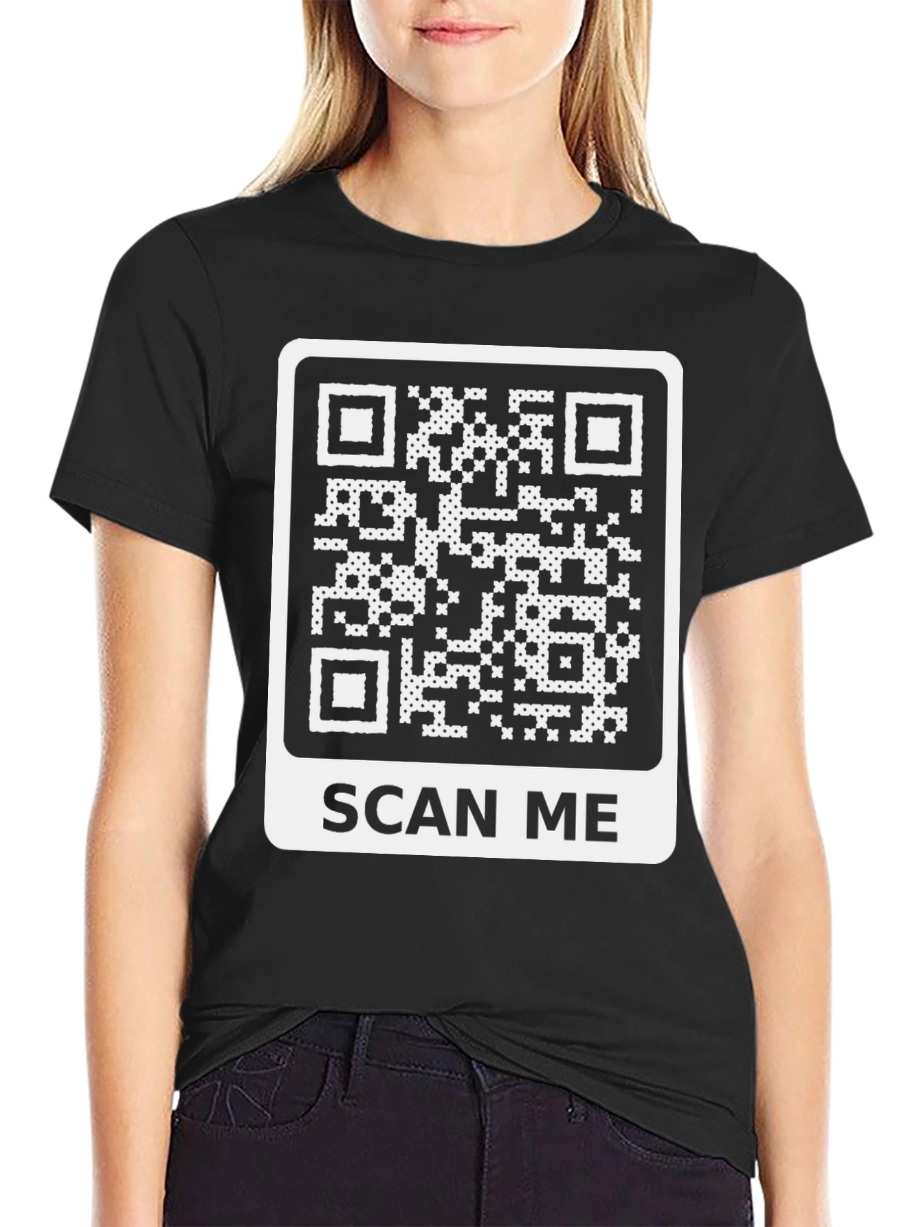 Scan Me QR Code Novelty Black T-Shirt
