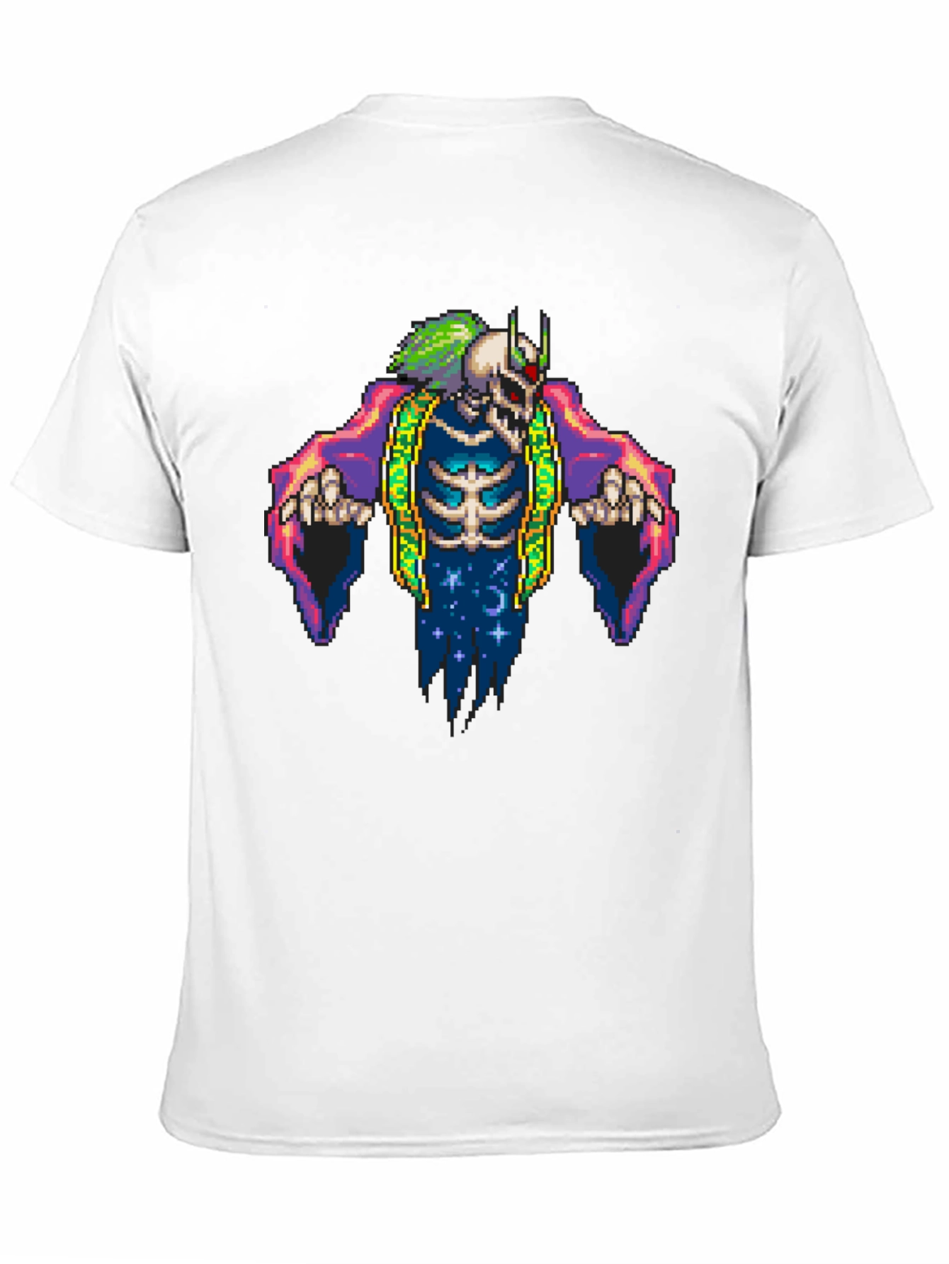 Pixel Art Skeleton Graphic Tee - Black
