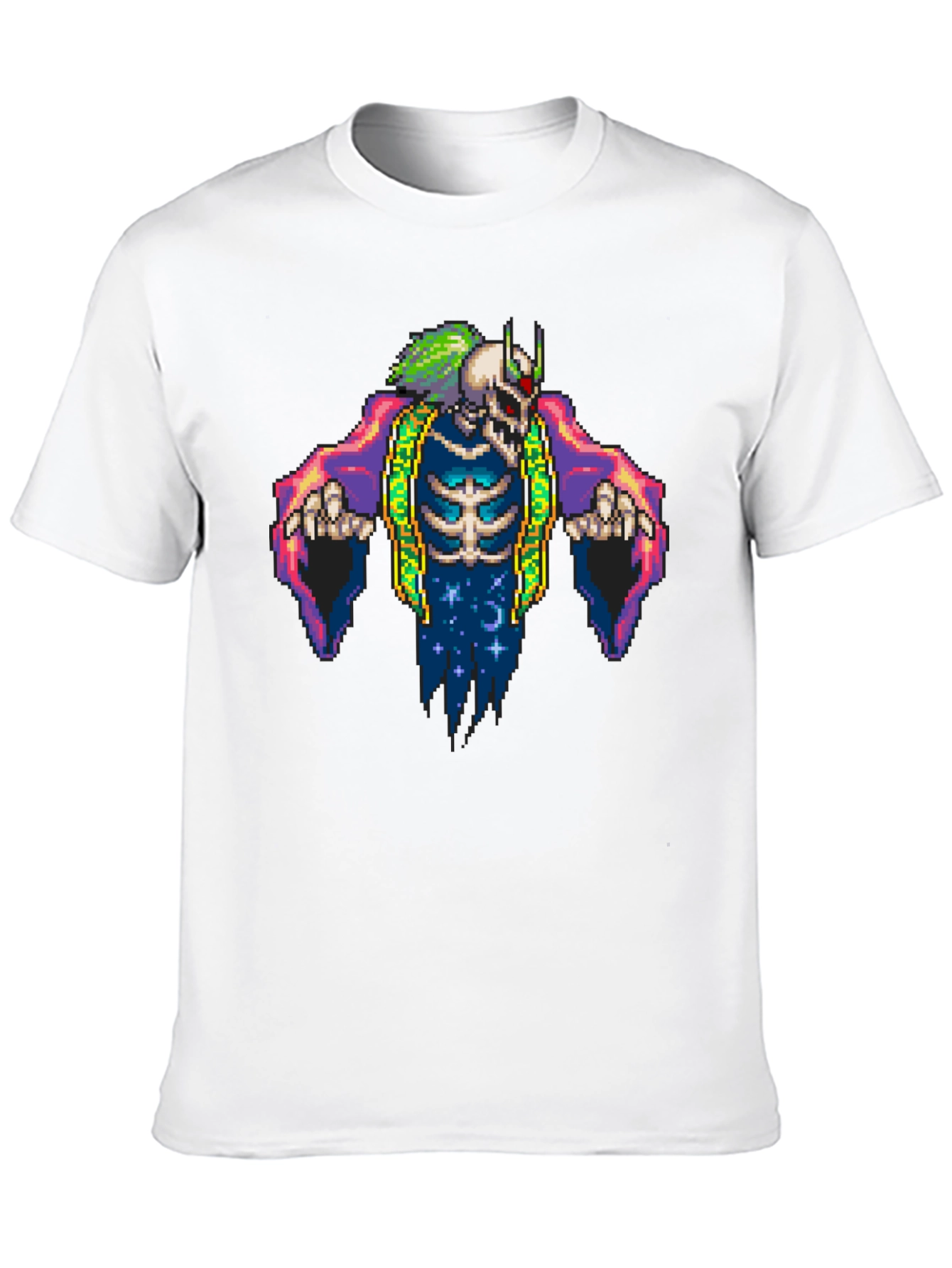 Pixel Art Skeleton Graphic Tee - Black