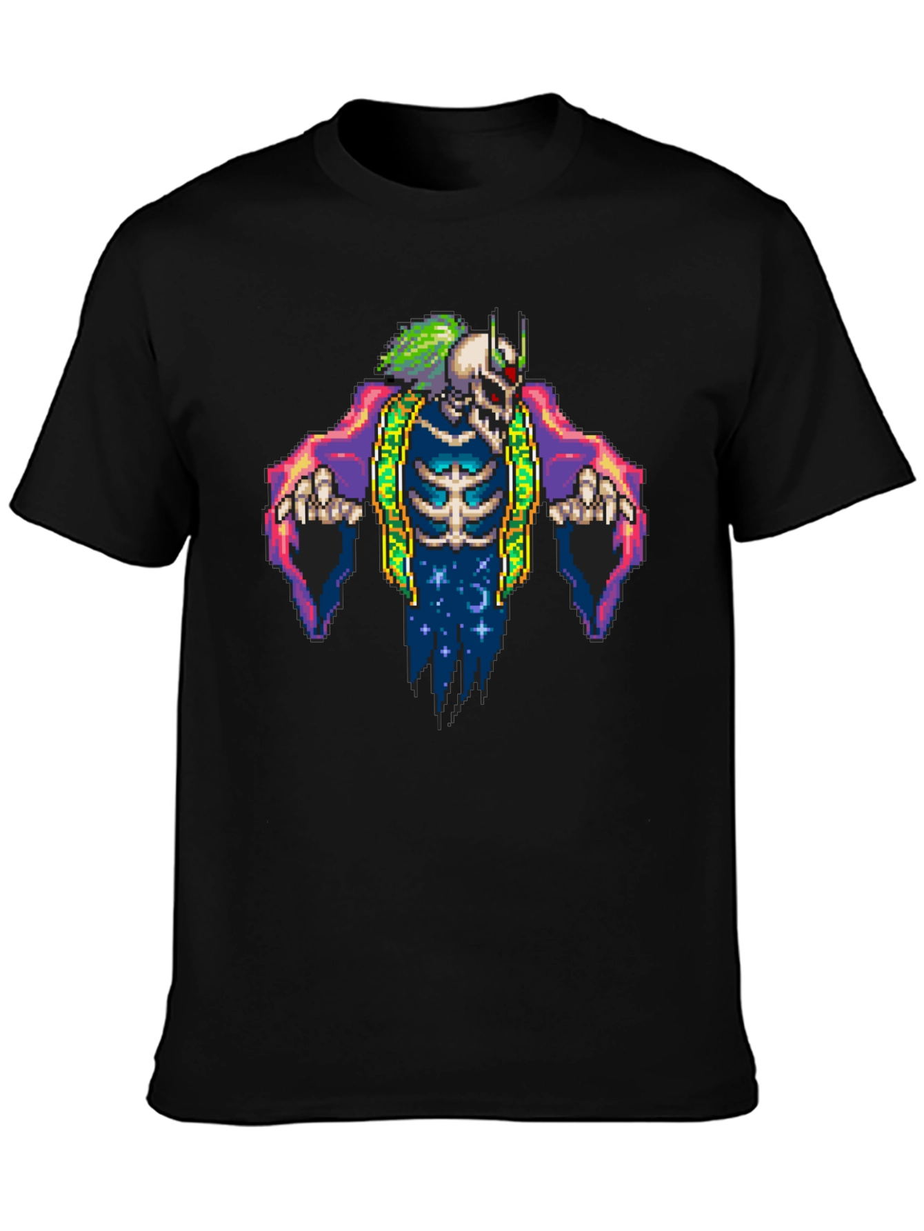 Pixel Art Skeleton Graphic Tee - Black