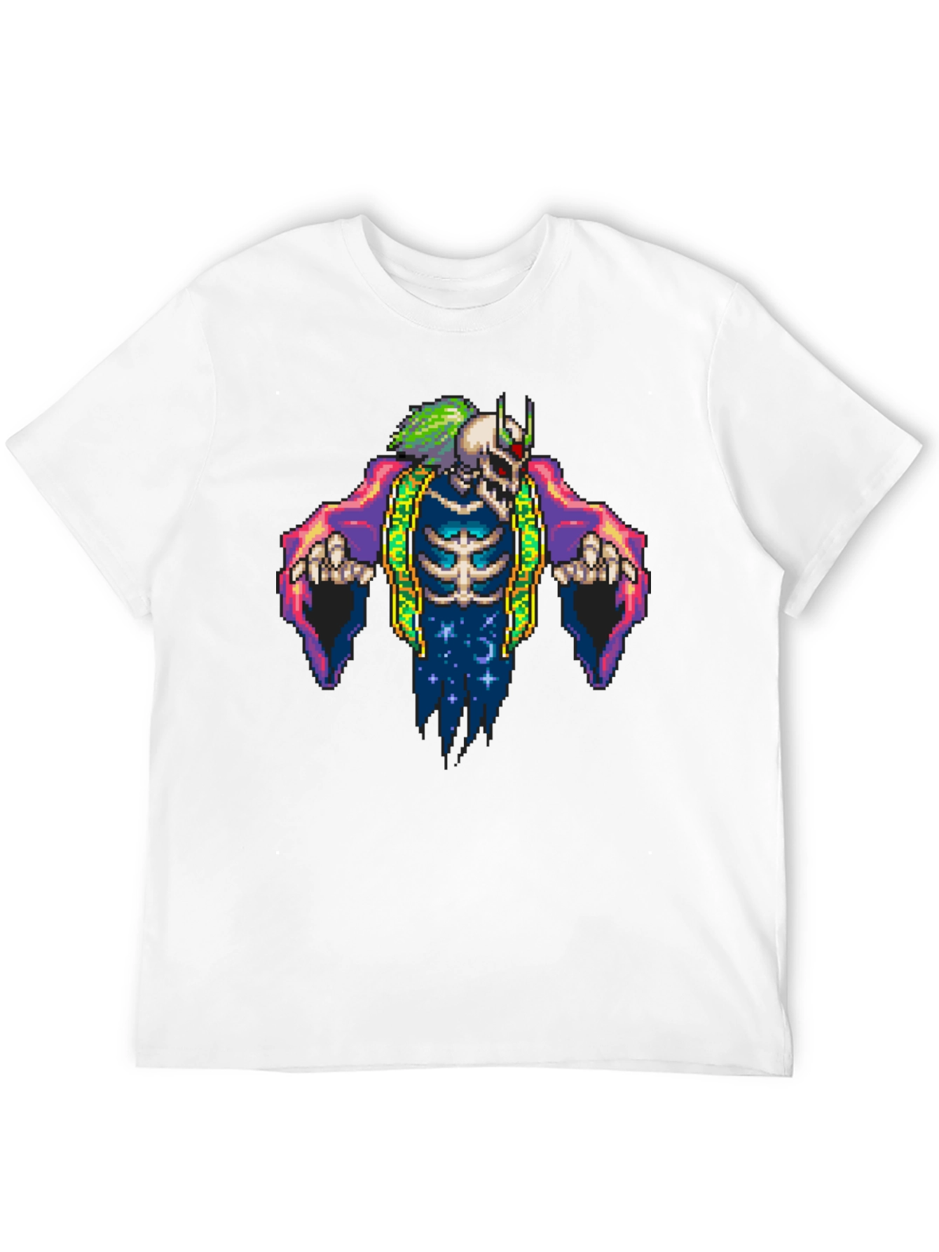 Pixel Art Skeleton Graphic Tee - Black
