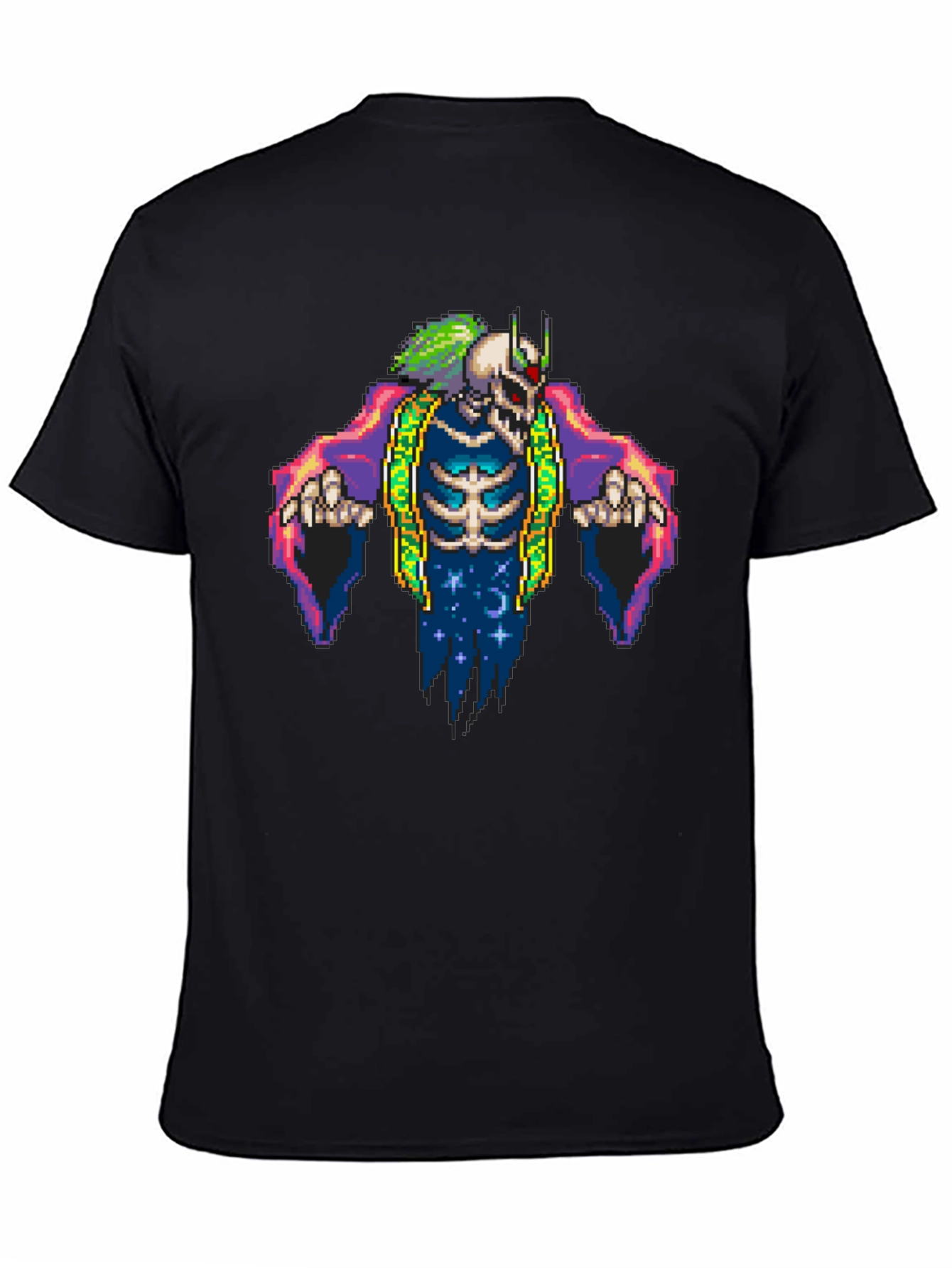 Pixel Art Skeleton Graphic Tee - Black