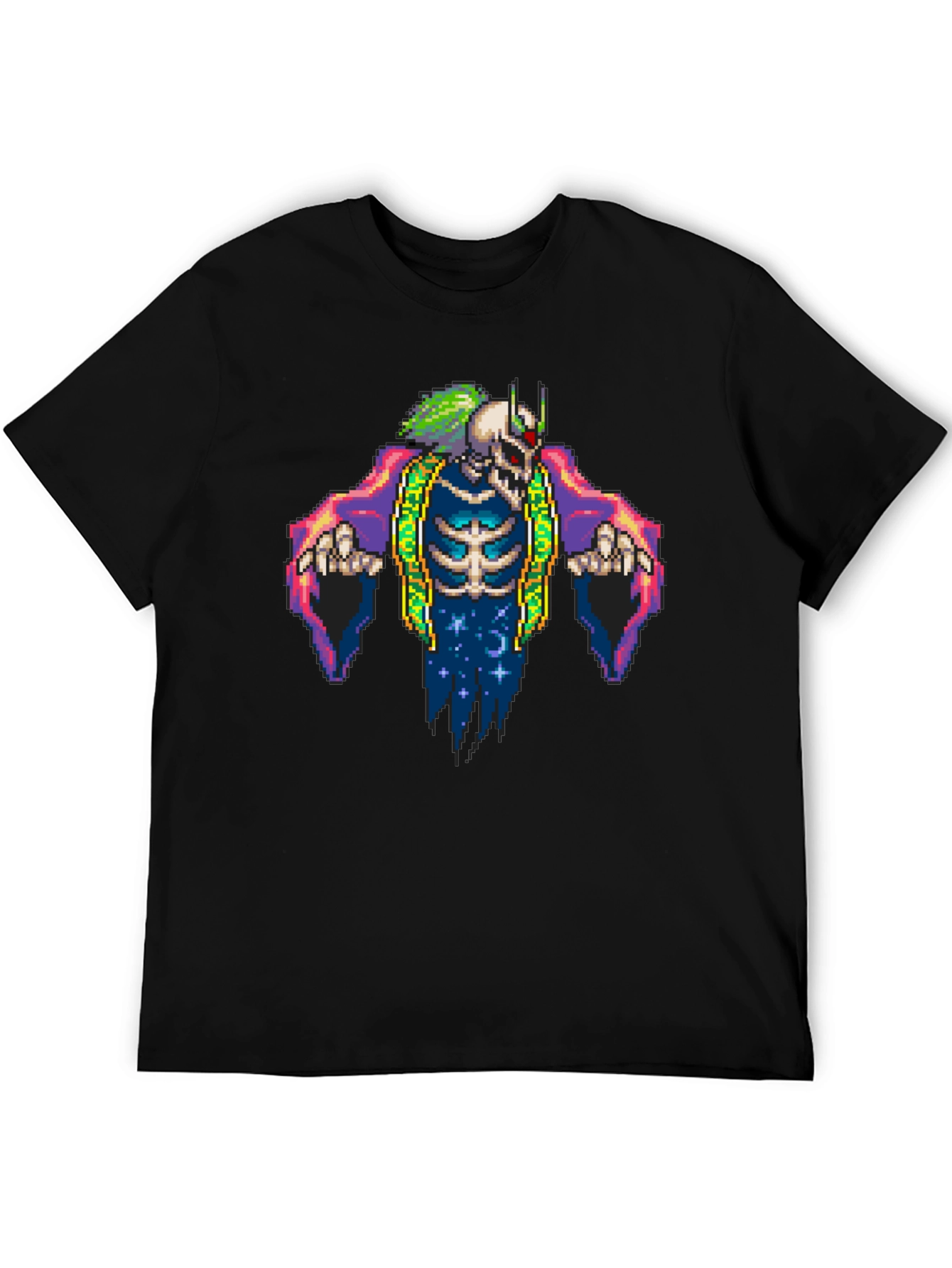 Pixel Art Skeleton Graphic Tee - Black