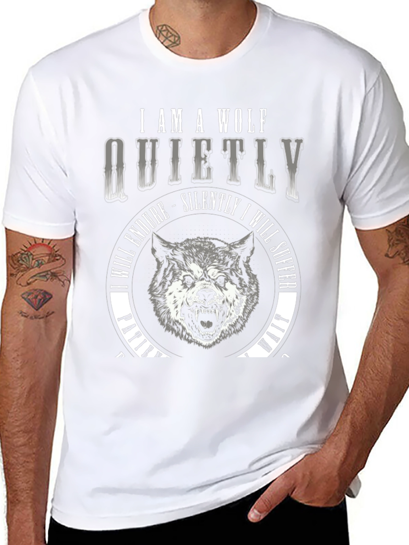 I Am A Wolf Quietly T-Shirt - Black