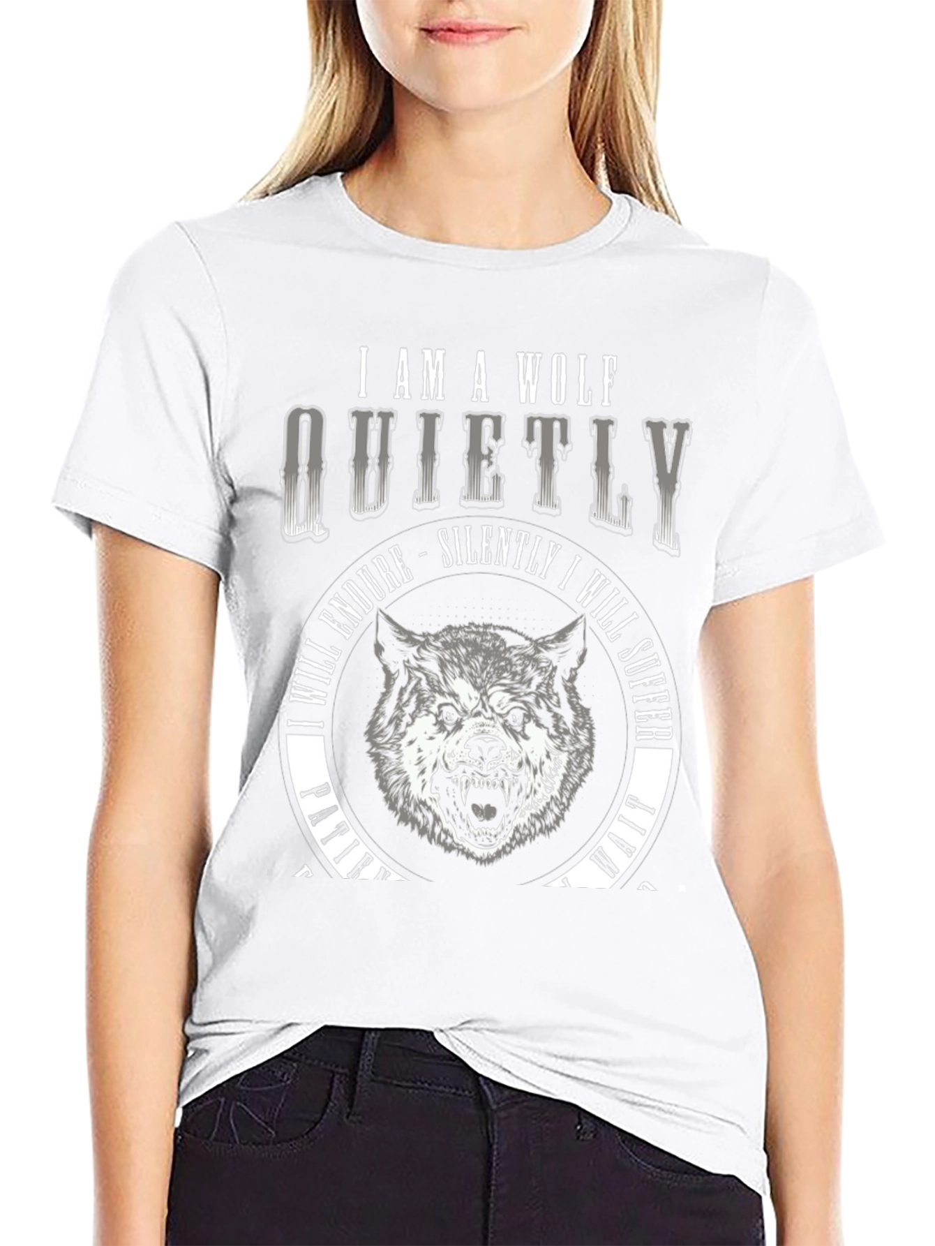 I Am A Wolf Quietly T-Shirt - Black