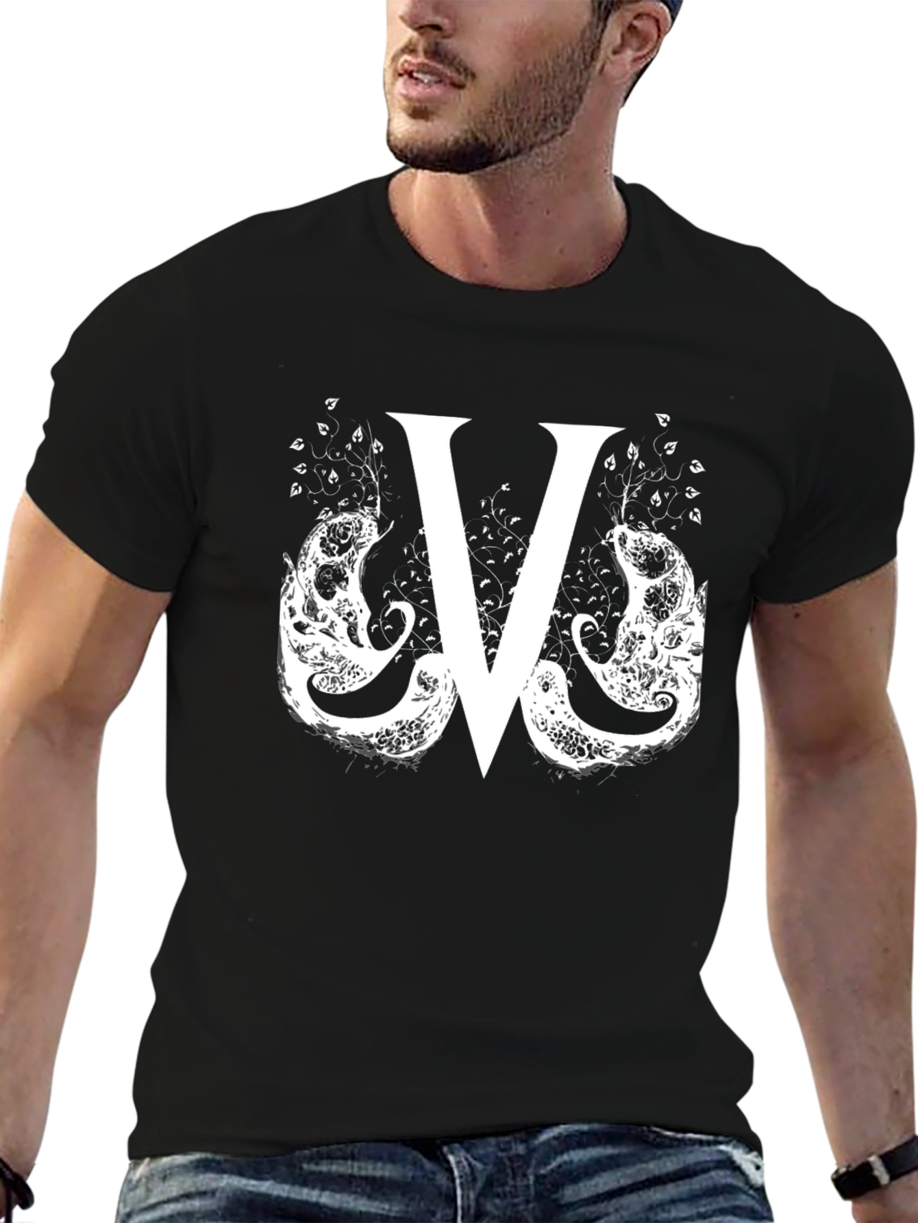 Abstract V Graphic Black T-Shirt