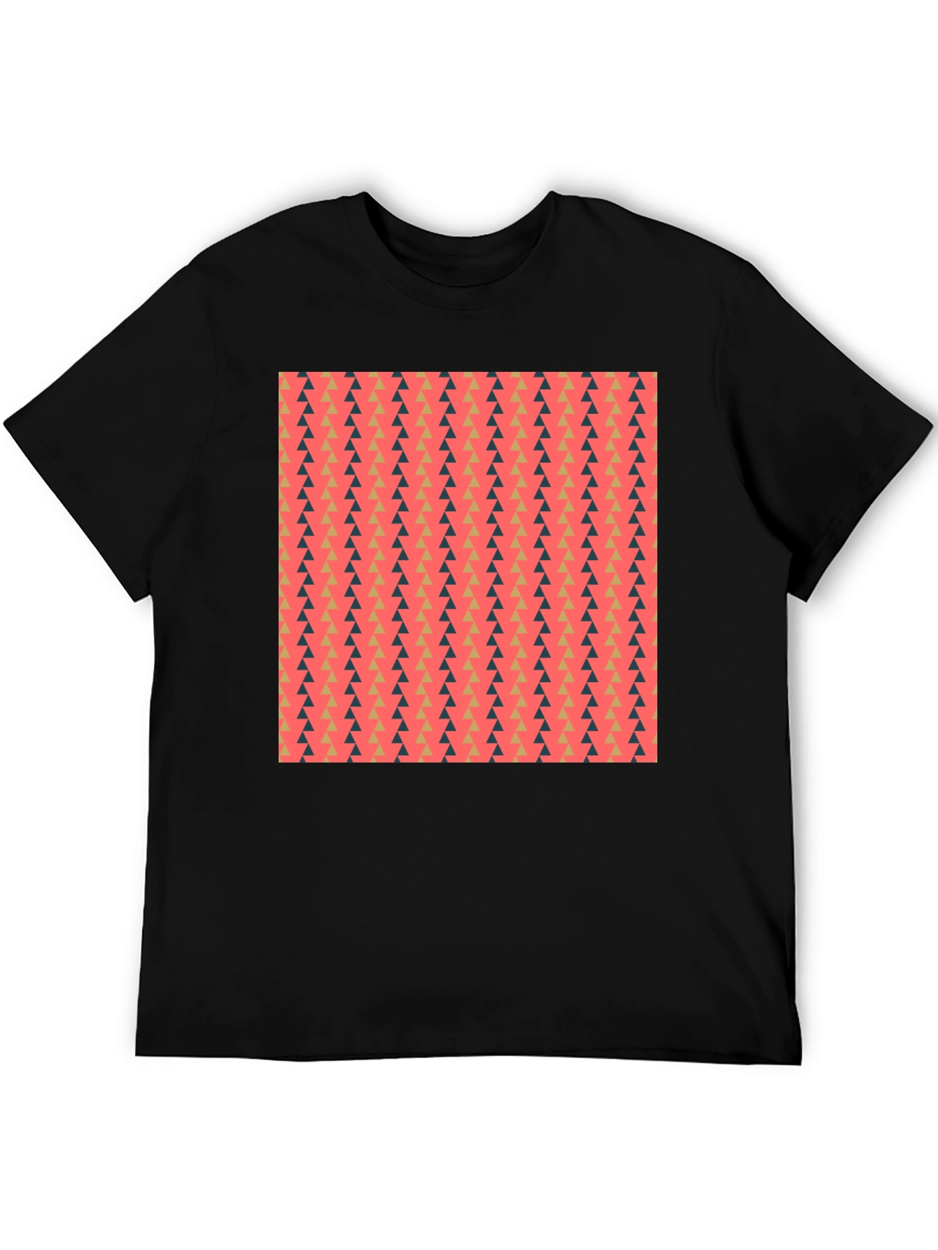 Stylish Triangle Pattern Black T-Shirt
