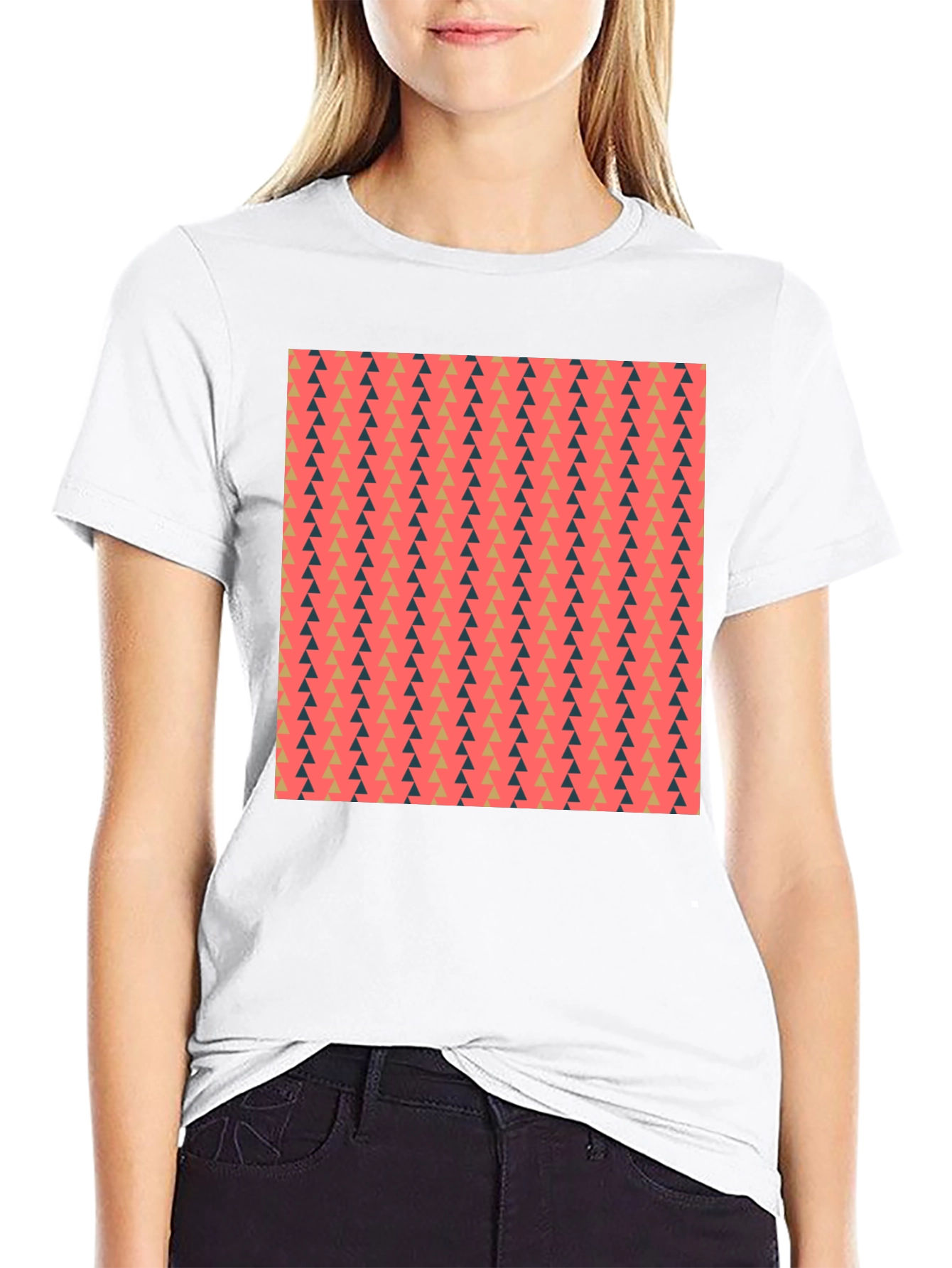 Stylish Triangle Pattern Black T-Shirt