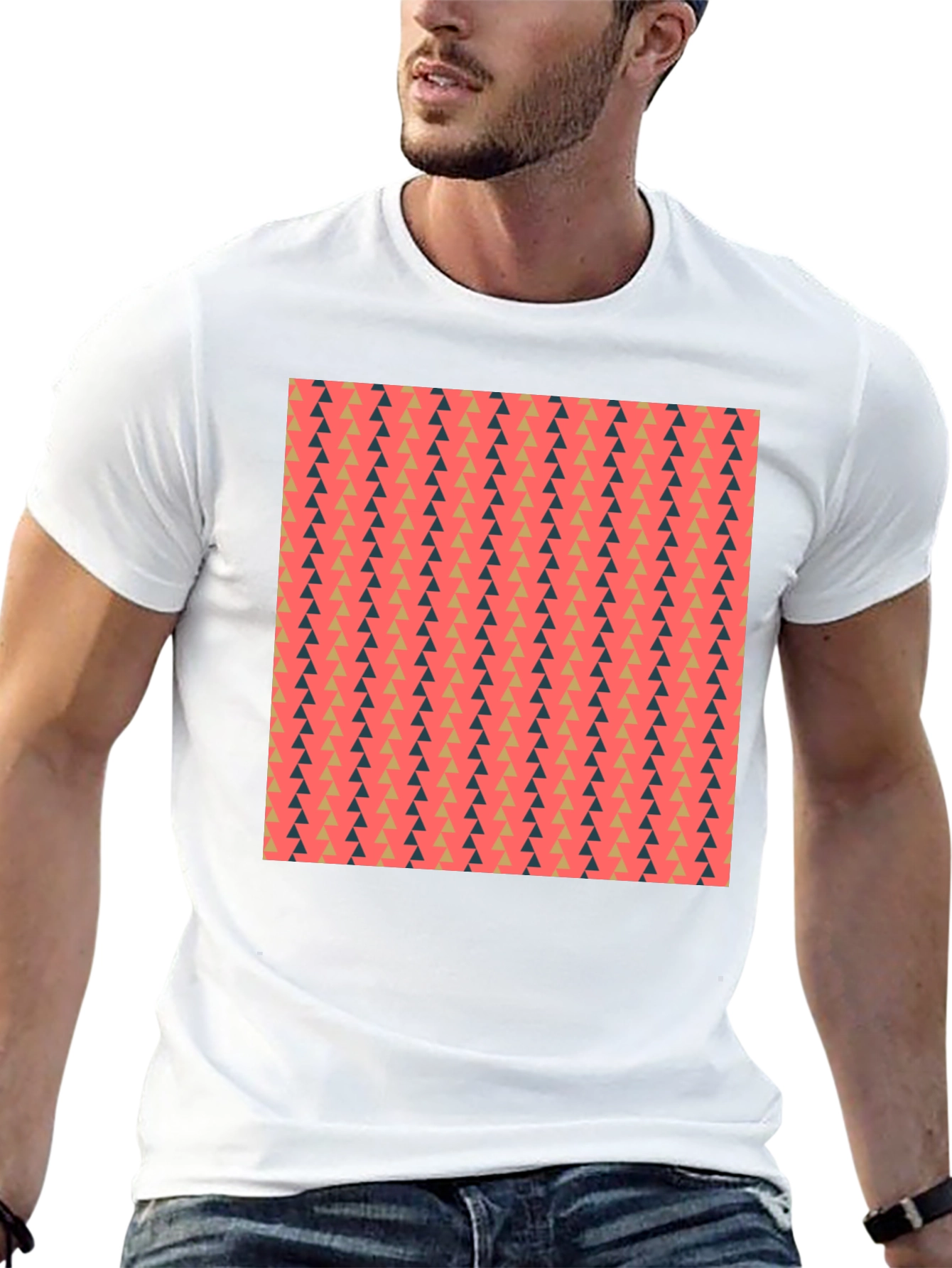 Stylish Triangle Pattern Black T-Shirt