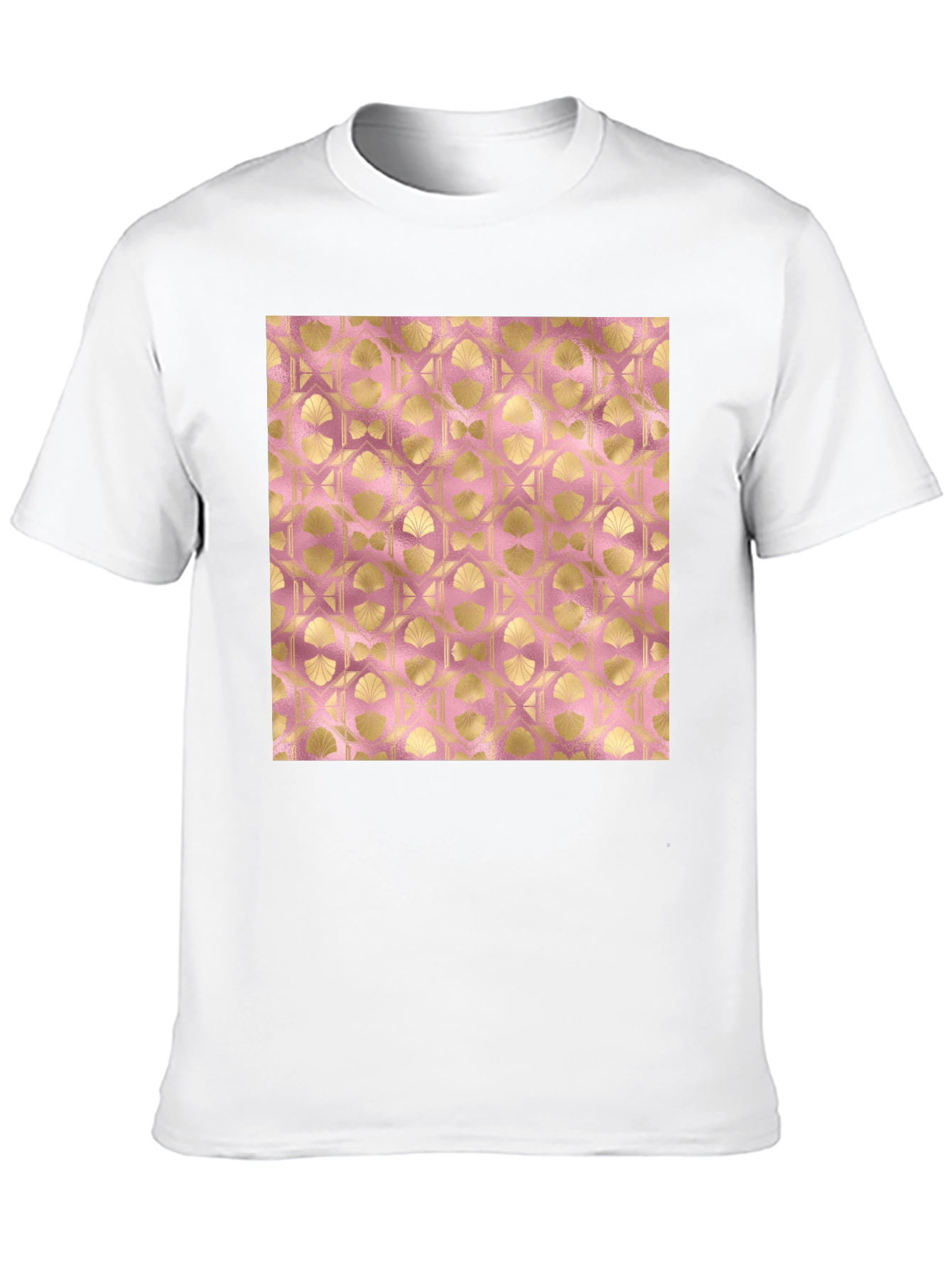 Gold Art Deco Pattern Black T-Shirt