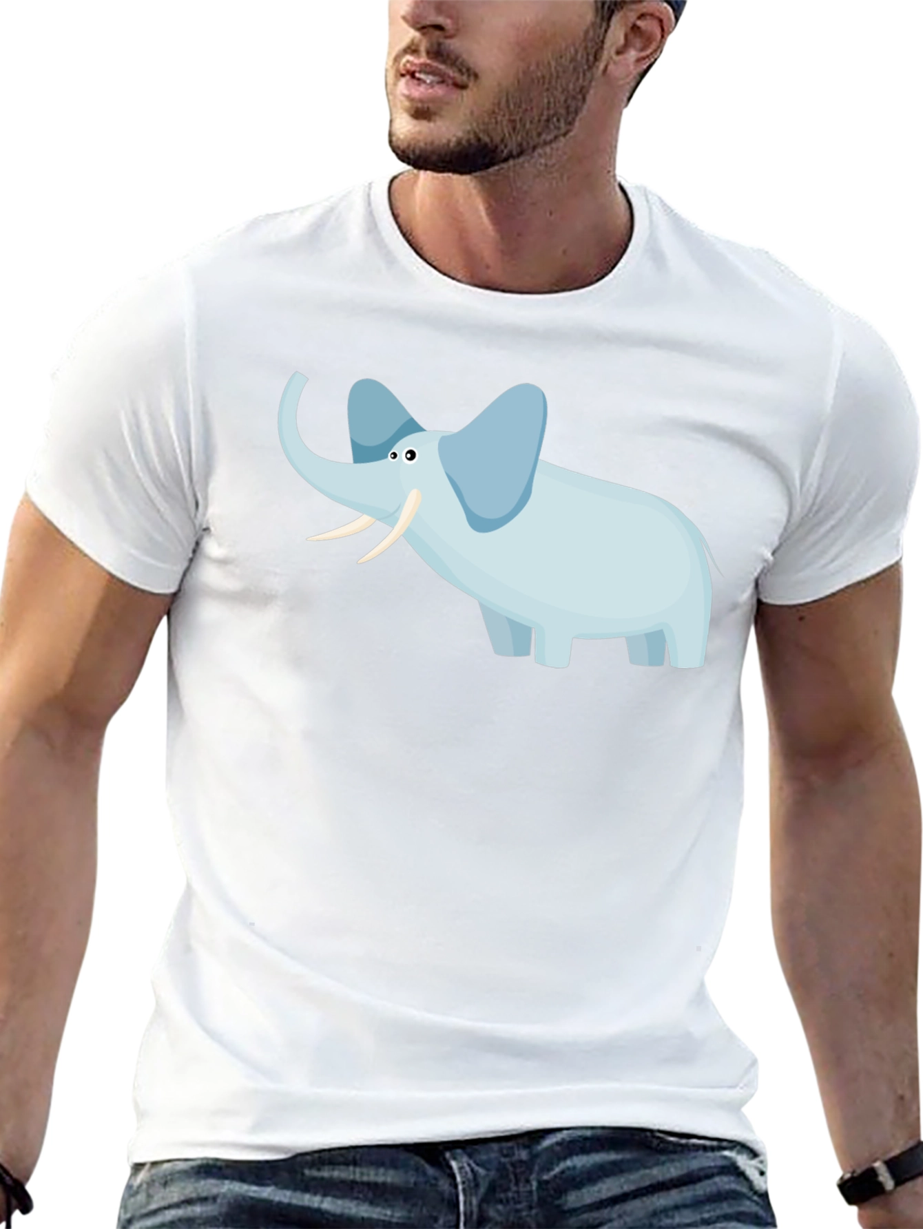 Elephant Graphic Tee - Black Cotton Casual